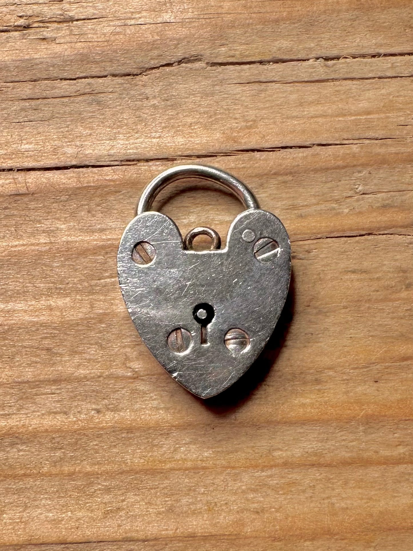 Vintage Heart Padlock 925 Sterling Silver Charm Pendant