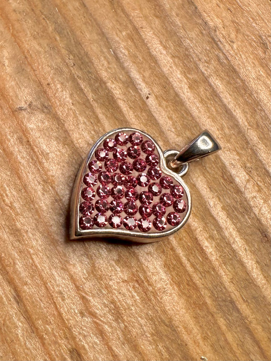 Pink Stones Heart 925 Sterling Silver Pendant