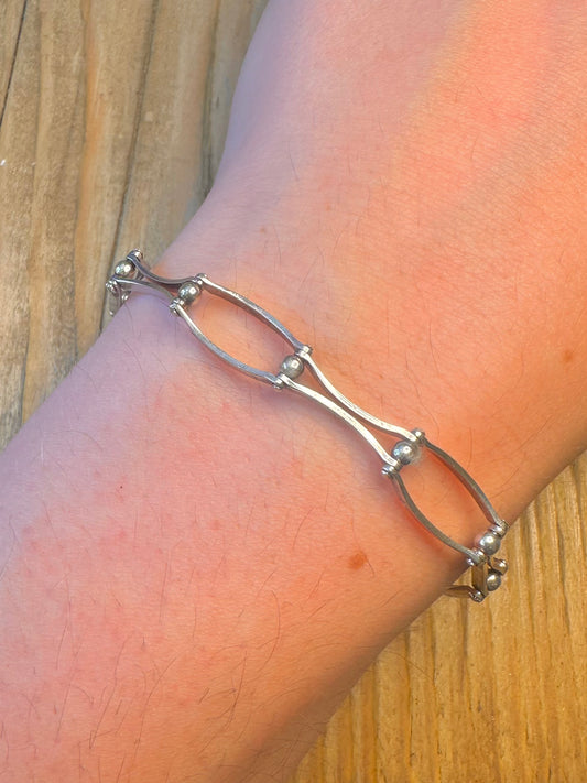 Abstract Link Italy 925 Sterling Silver 8 inch Bracelet