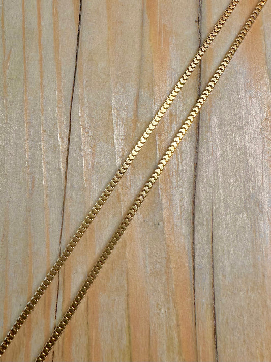 Vintage Box Chain Gold on 925 Silver 20 inch Necklace