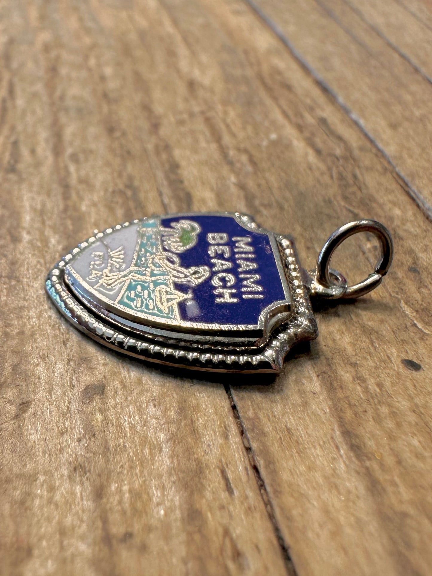 Miami Beech FLA Shield 925 Sterling Silver Charm Pendant