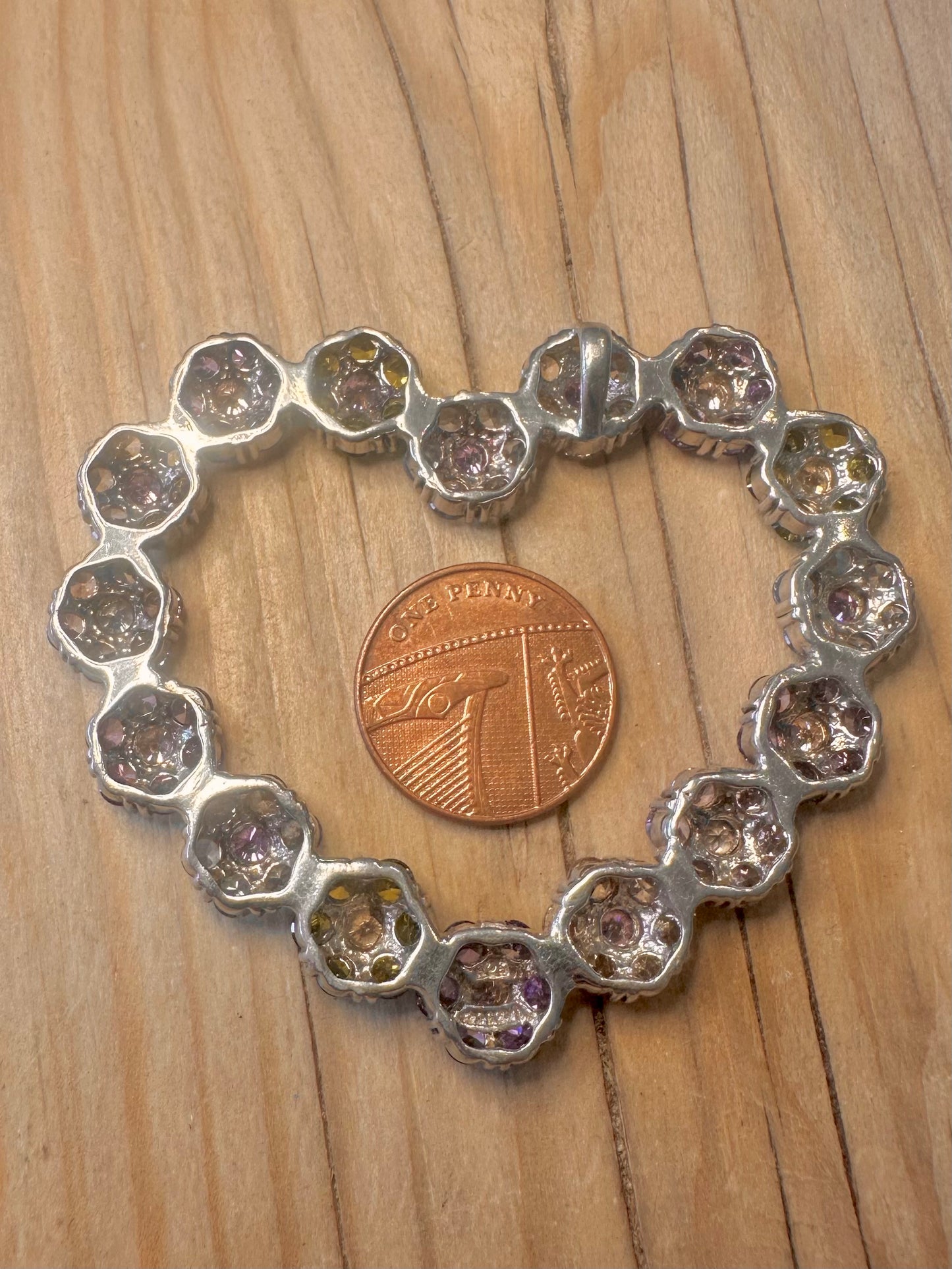 Modern Multi Coloured CZ Heart 925 Silver Pendant