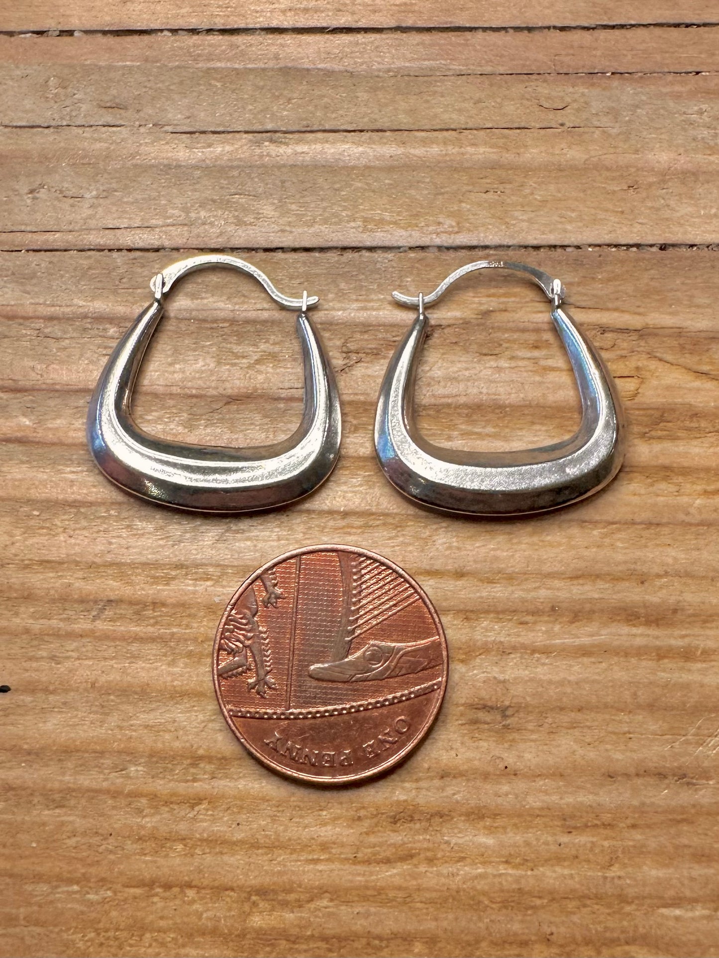 Vintage Handbag Style Hoops 925 Sterling Silver Earrings