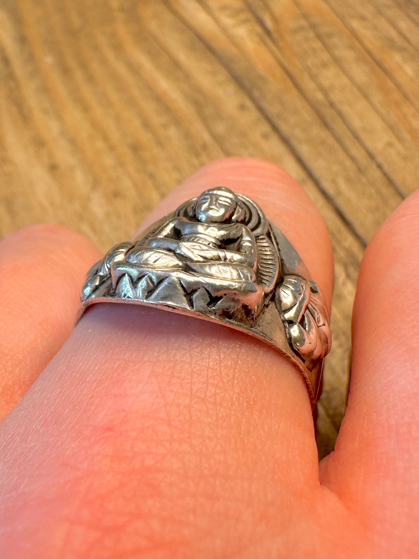 Buddah Meditation 925 Sterling Silver Size W1/2 Ring