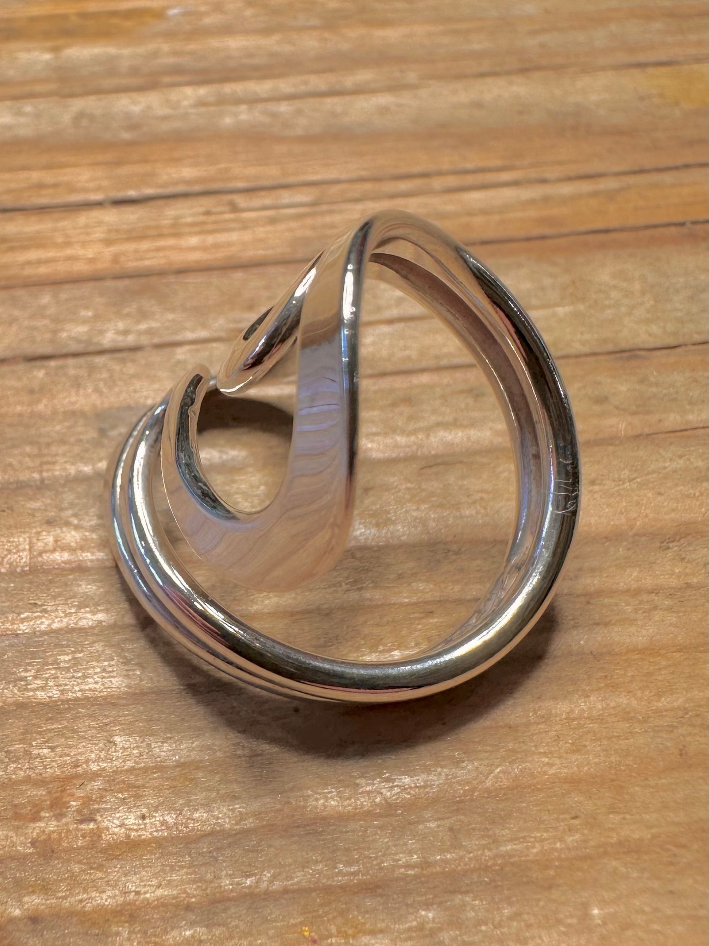 Abstract Wavy 925 Sterling Silver Size P1/2 Ring