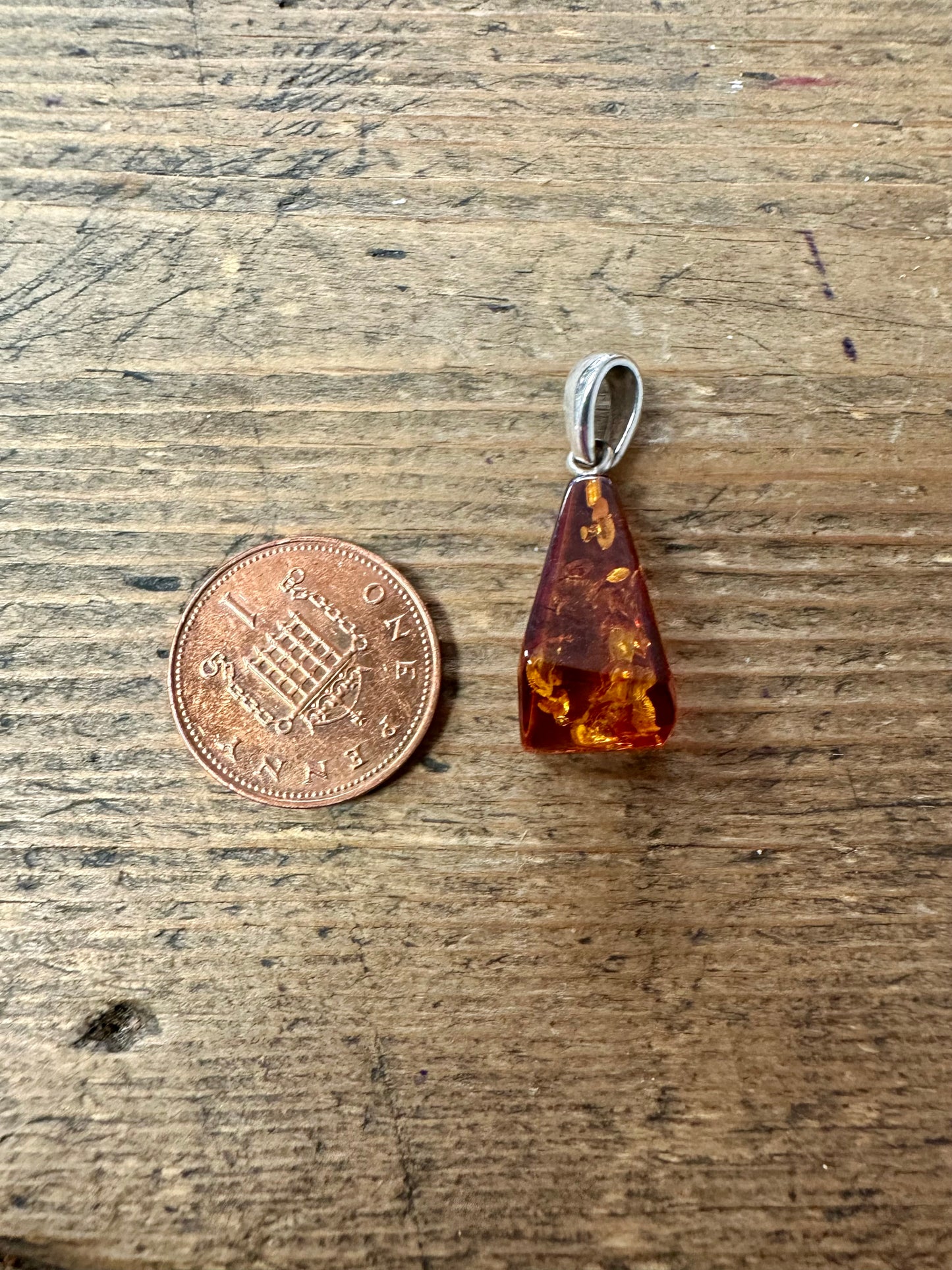 Abstract Amber 925 Silver Pendant