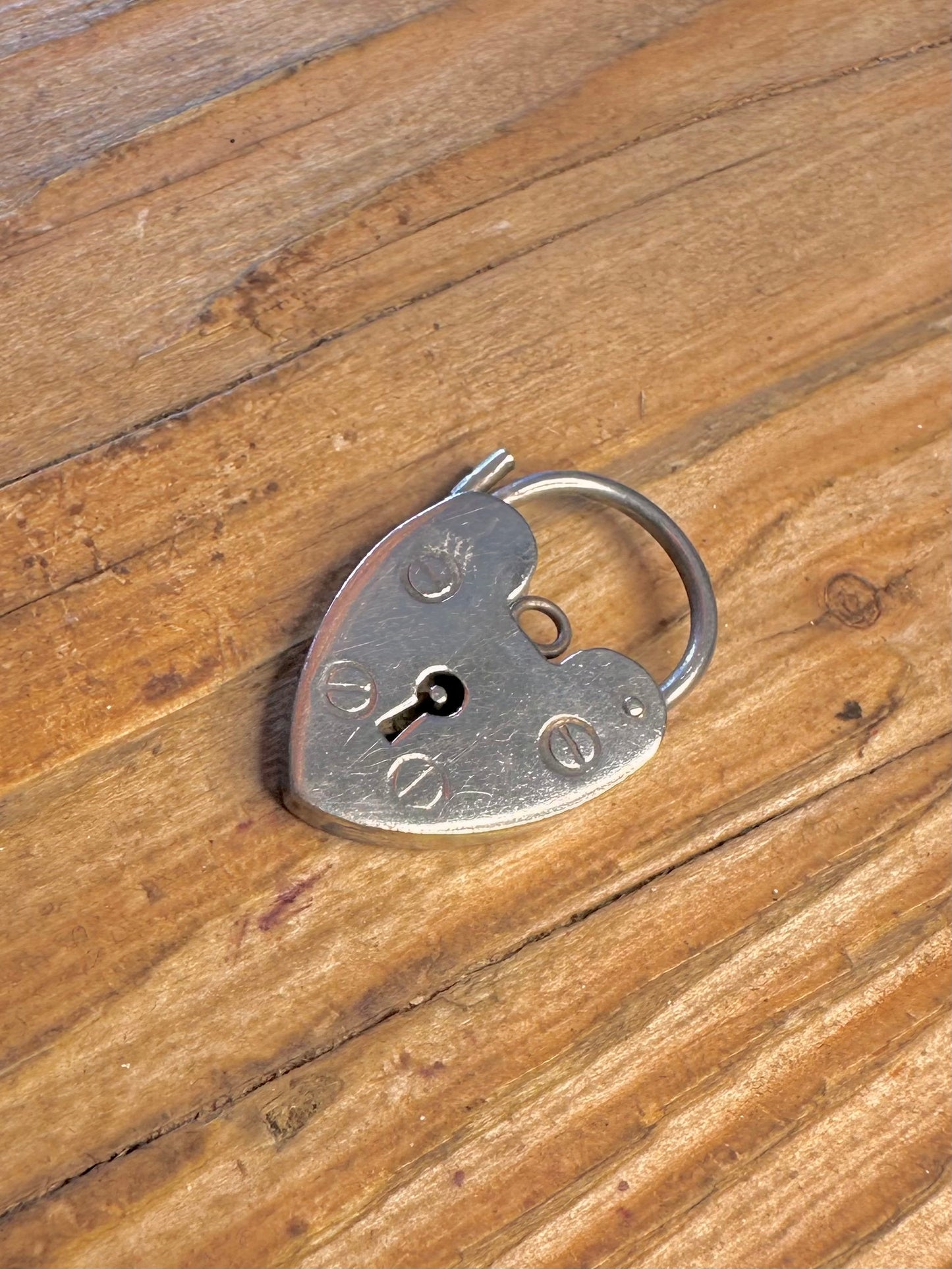Large 1975 Heart Padlock 925 Sterling Silver Pendant