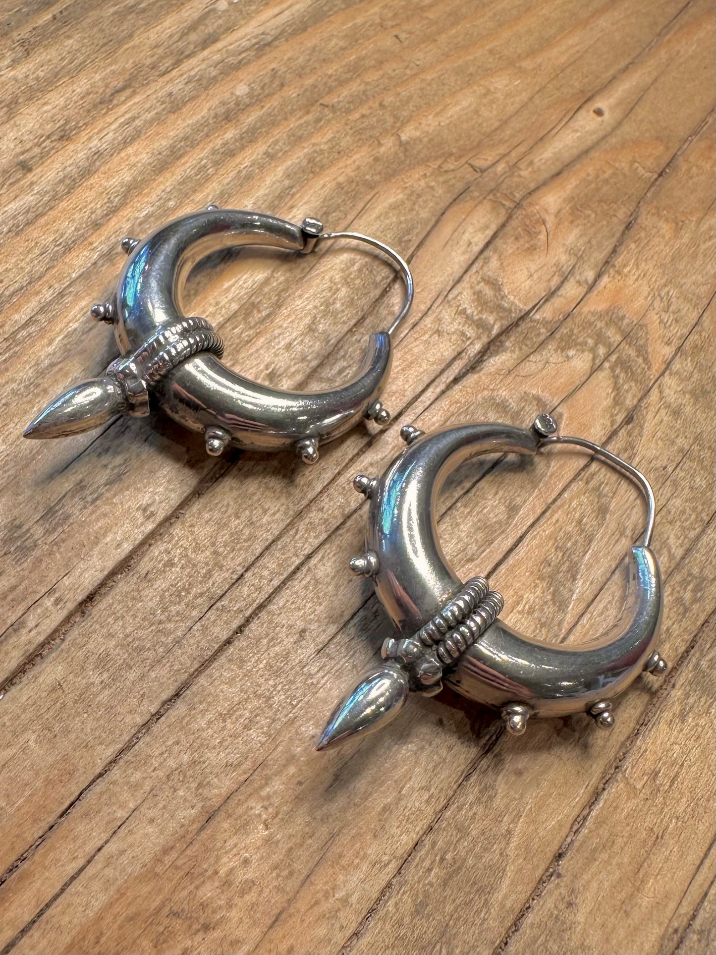 Chunky Tribal Spiky 925 Sterling Silver Earrings