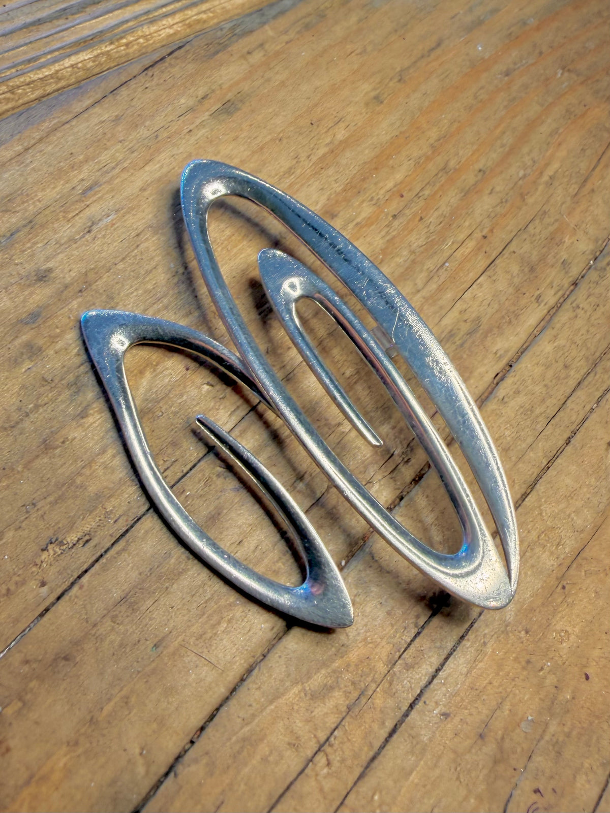 Large Abstract Sharp Swirl Mexico 925 Sterling Silver Pendant