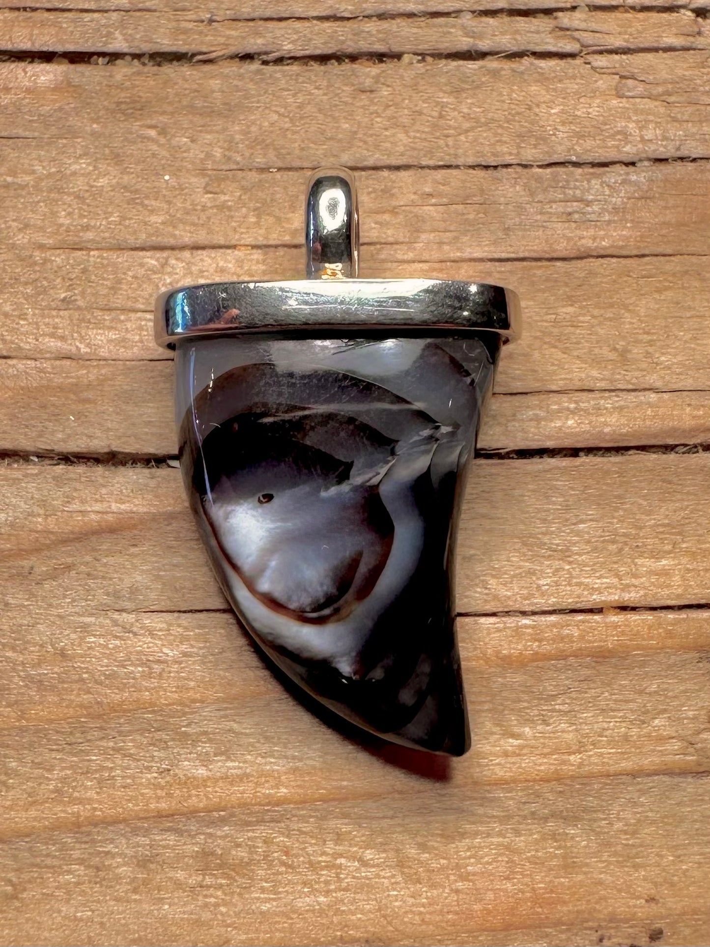 Vintage Abalone Zahn 925 Sterlingsilber Anhänger