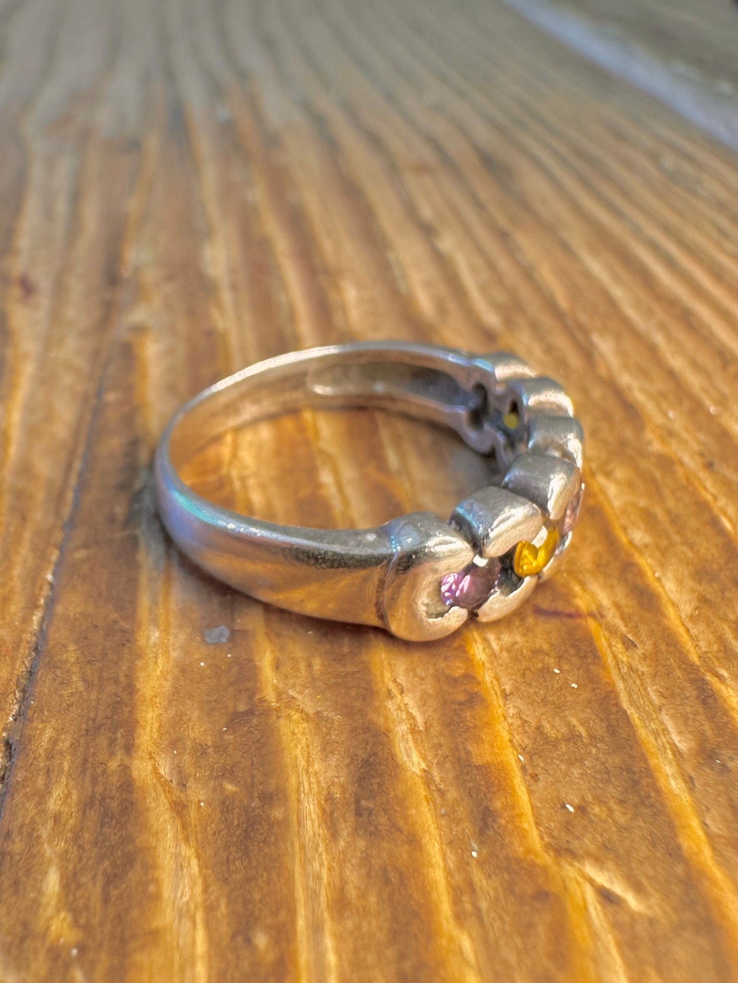 Multi Gemstone 925 Sterling Silver Size O Ring
