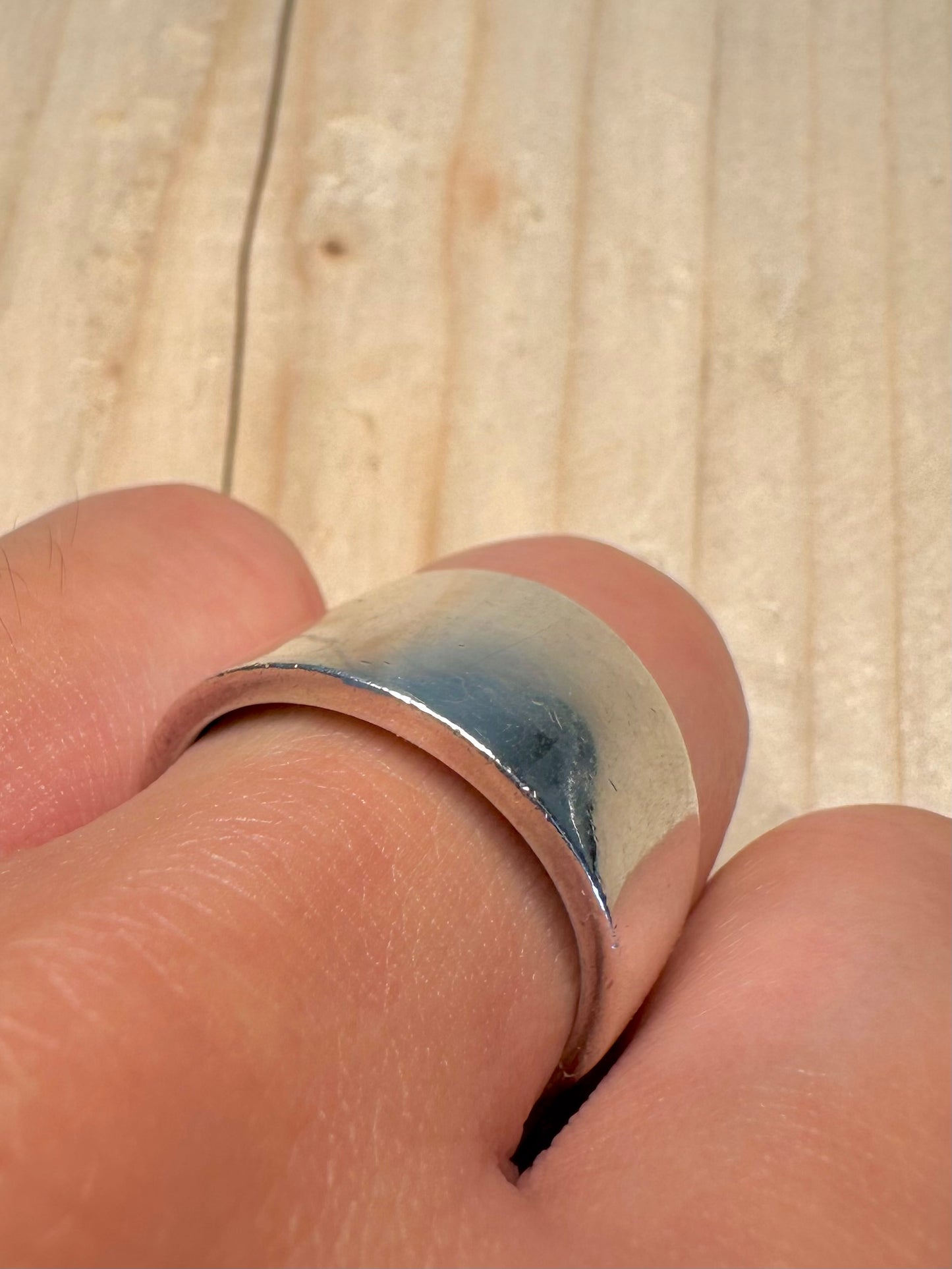 Wide Band 925 Sterling Silver Size R Ring