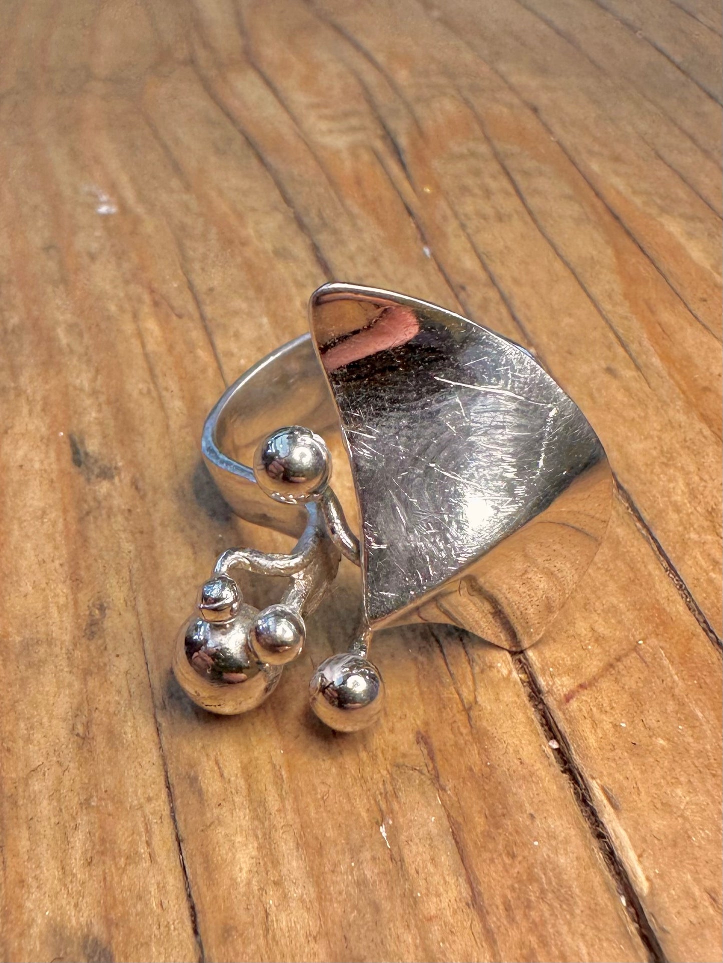 Mid Century Relo Abstract 925 Sterling Silver Size J Ring