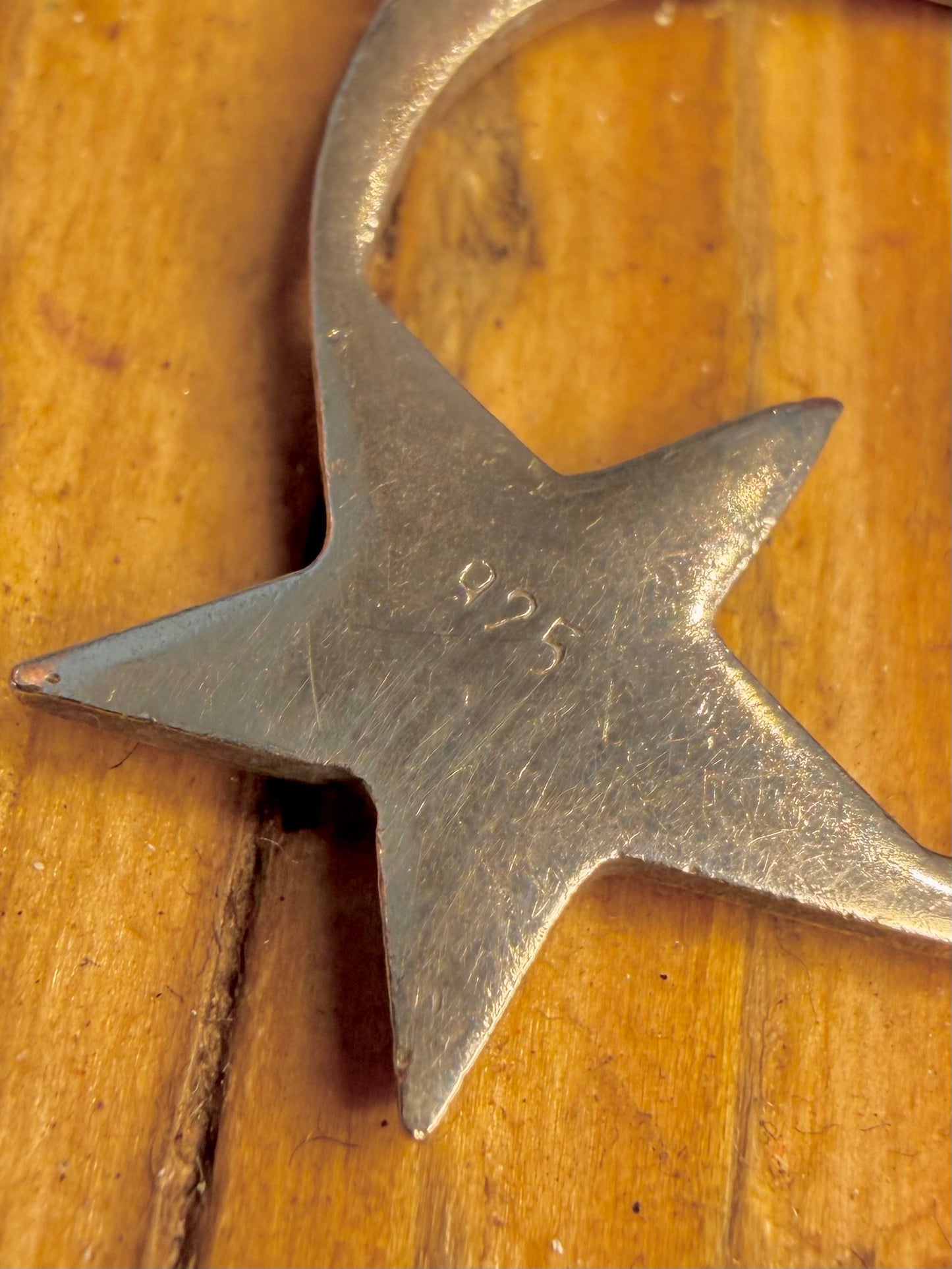 Crescent Moon and Star Engraved 925 Sterling Silver Pendant