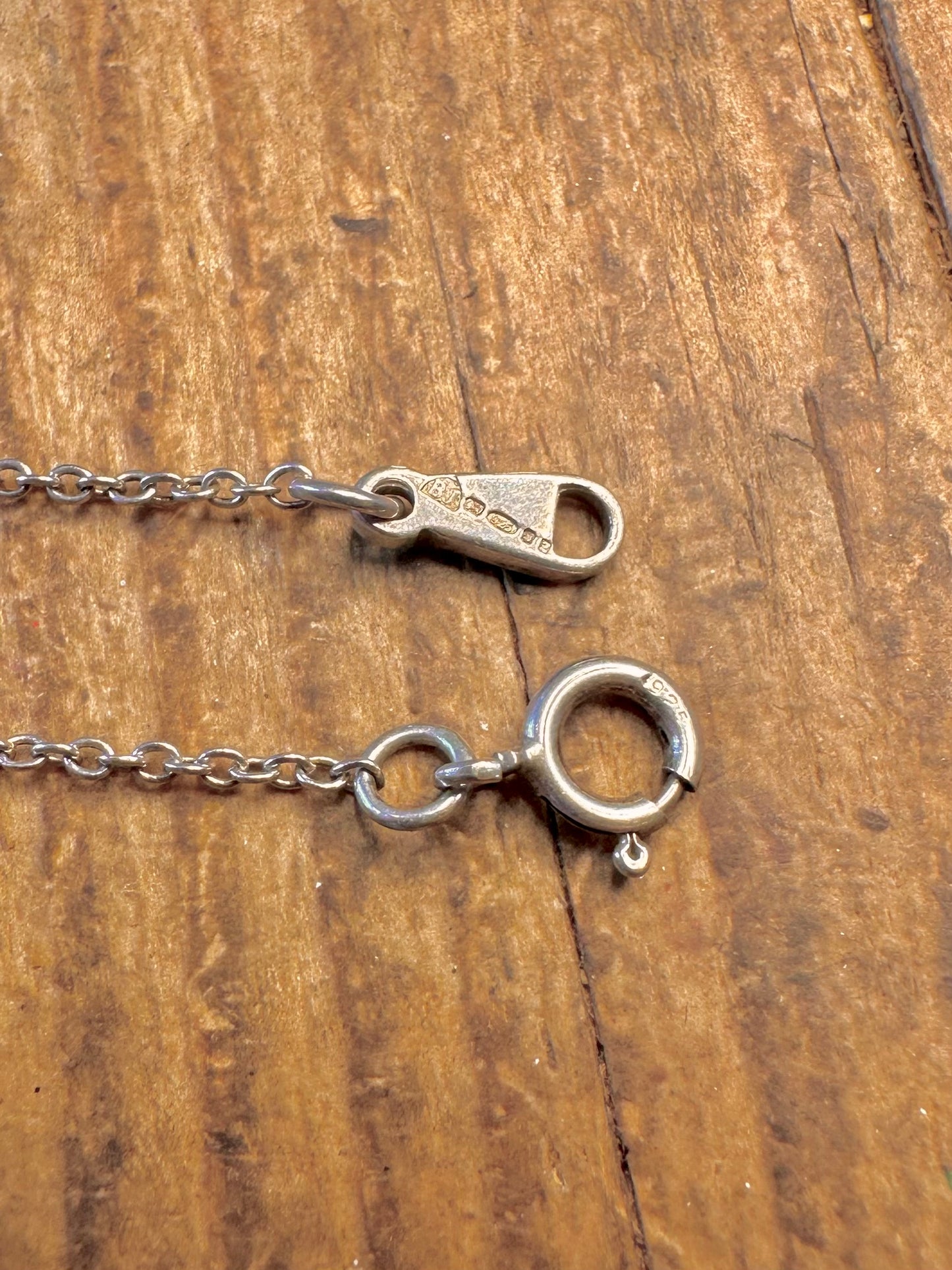 Hammered Solid Hearts 1999 Belcher Chain Maker BJ 925 Sterling Silver 18 inch Necklace