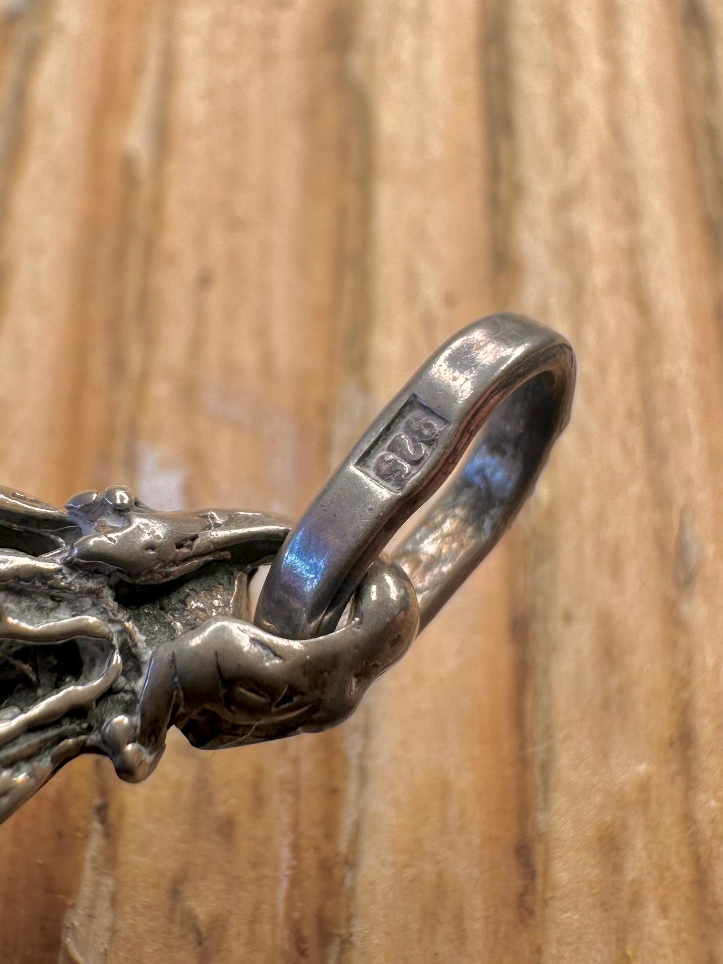Vintage Amber Floral Design Mount 925 Sterling Silver Pendant