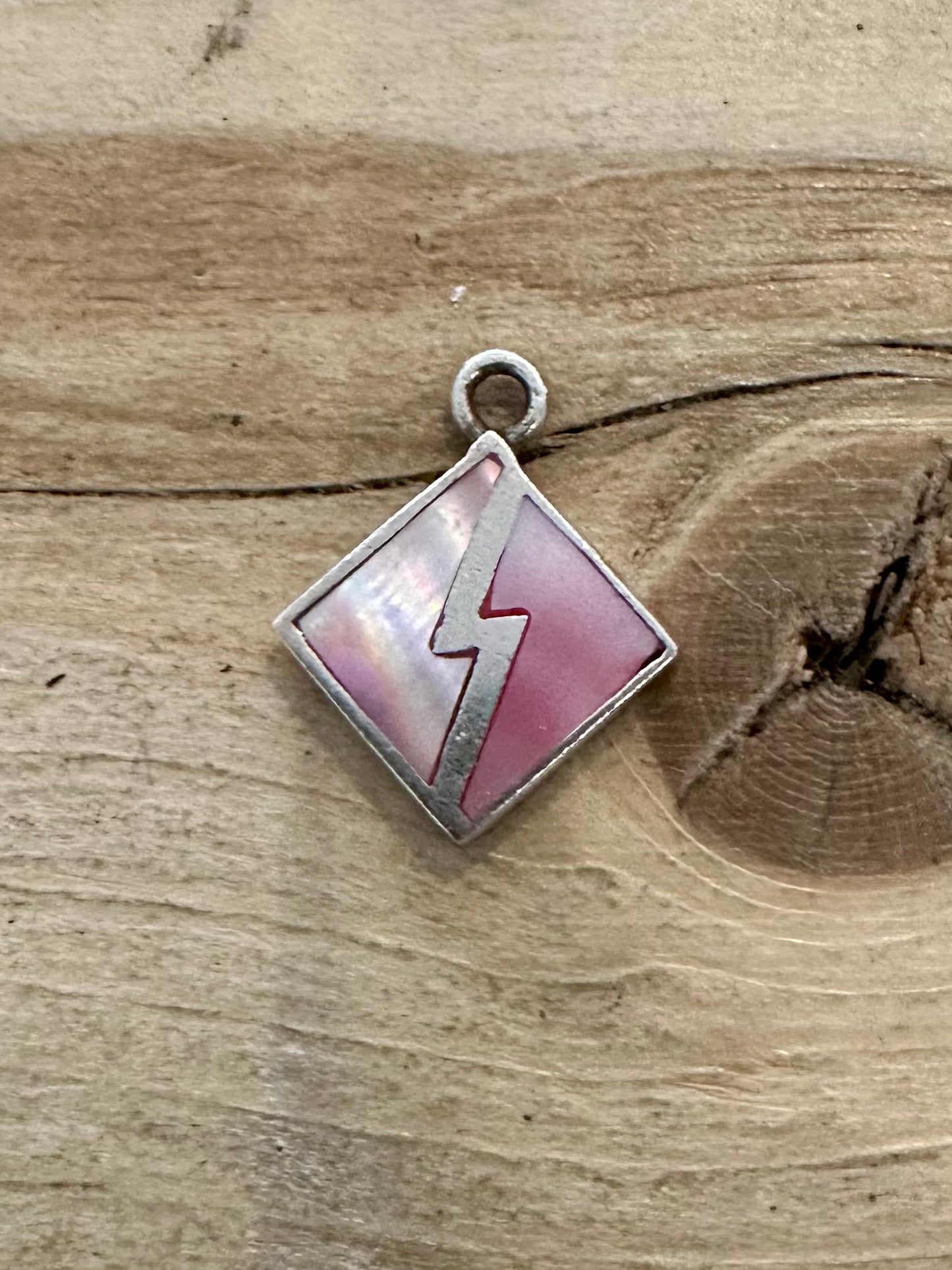 Abstract Pink Mother of Pearl 925 Silver Pendant