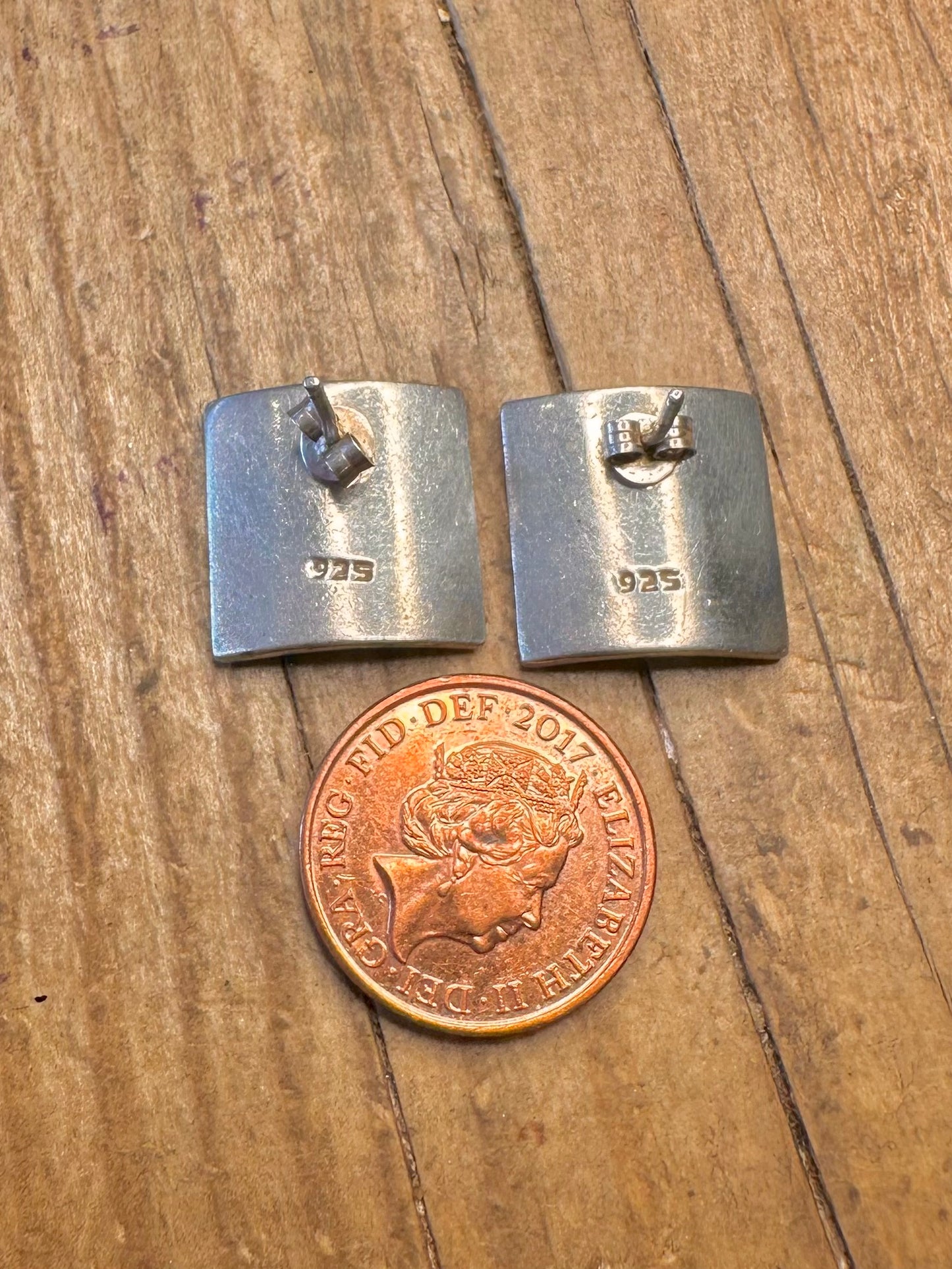 Modernist Concave Square Studs 925 Sterling Silver Earrings