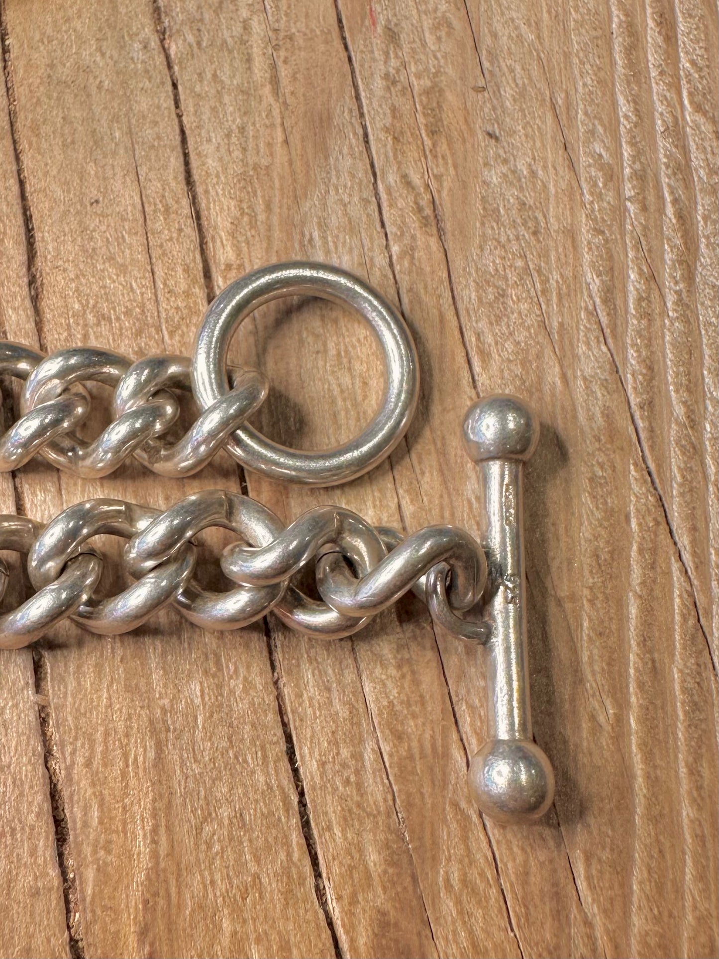 Vintage 1999 Diamond T Bar Chunky Curb Chain 925 Sterling Silver 20 inch Necklace