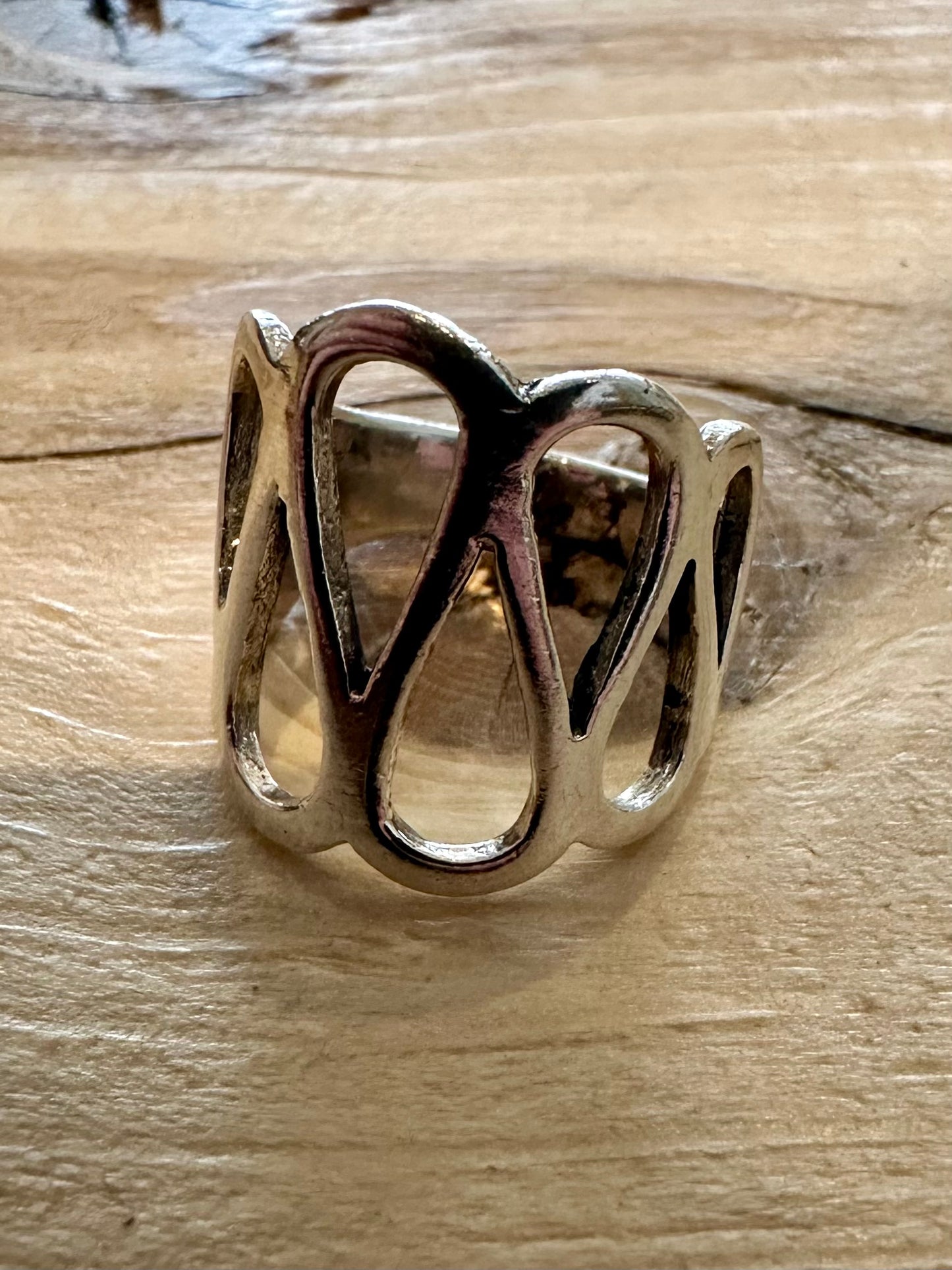 Vintage Abstract Wave 925 Silver Size L Ring