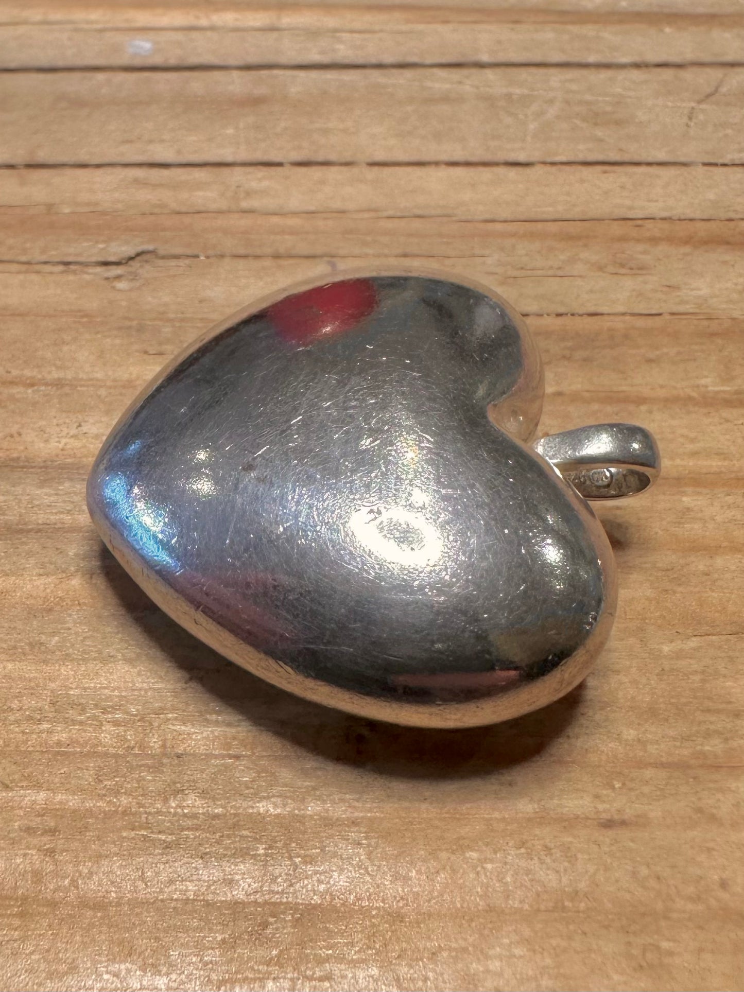 Moderner Puff-Herz-Anhänger aus 925er Sterlingsilber