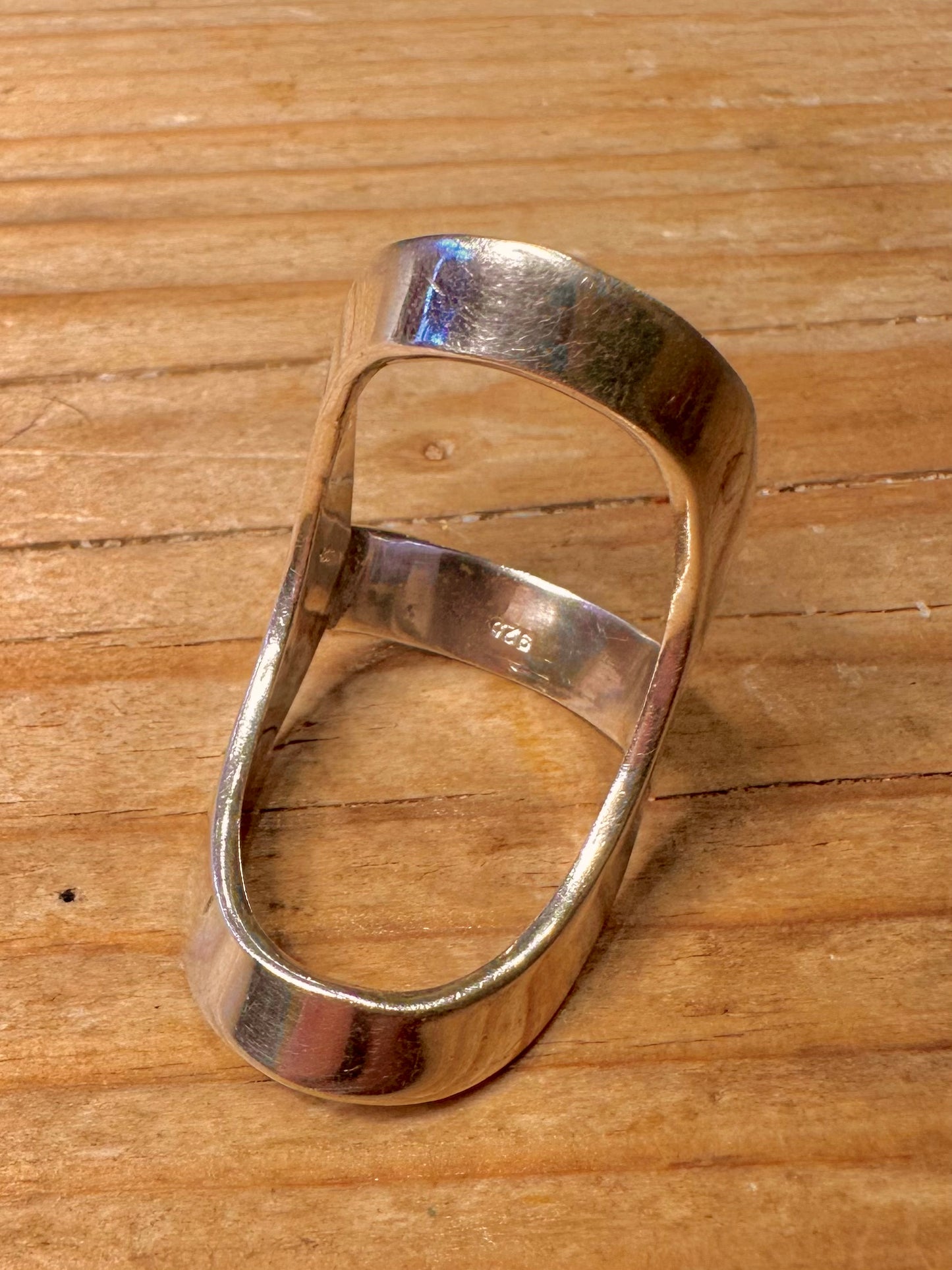 Abstract Open Oval Design 925 Sterling Silver Size P1/2 Ring