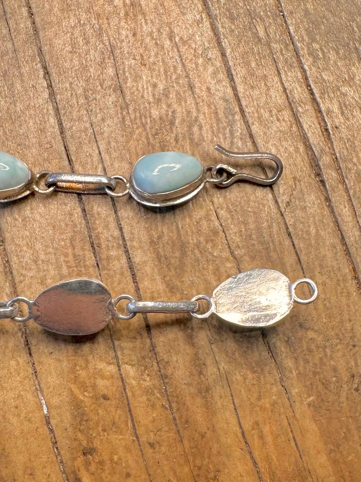 Larimar-Armband, Tropfenform, Hakenverschluss, 925 Sterling, 18,8 cm