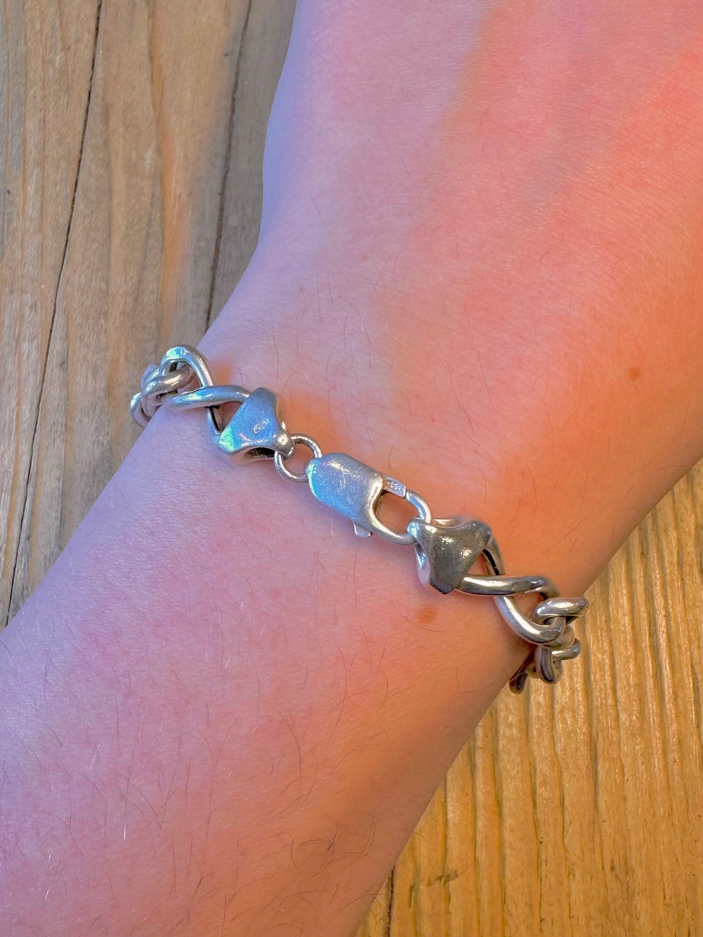 Twisted Link Knot Chain 925 Sterling Silver 7.8 inch Bracelet