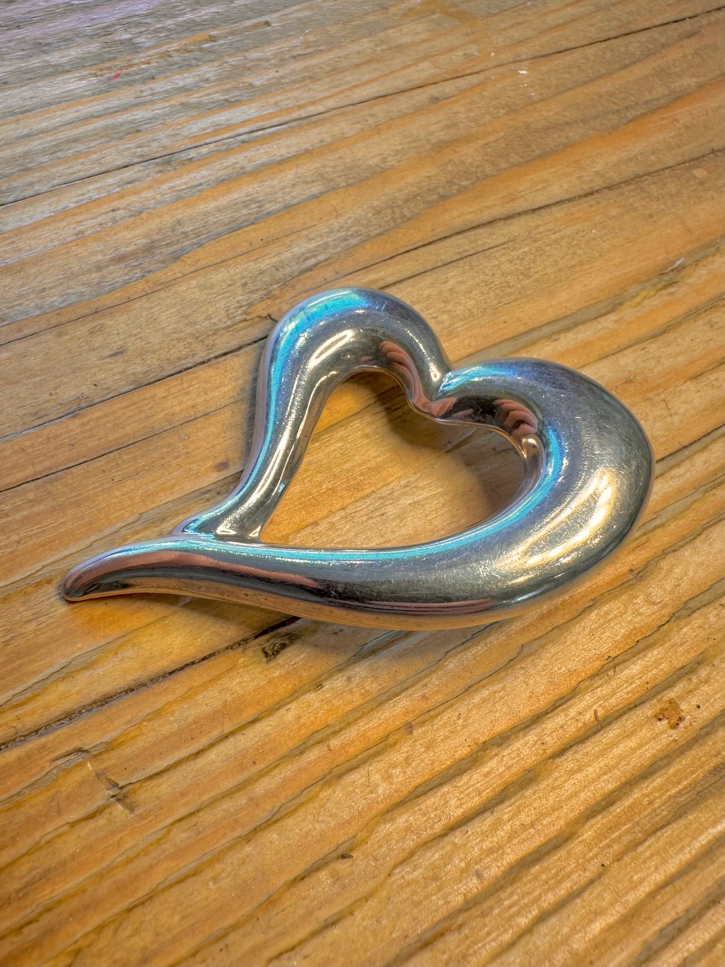 Large Abstract Heart 925 Sterling Silver Pendant