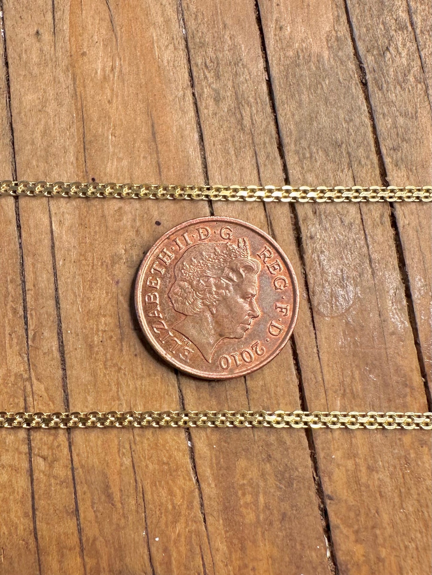 Flat Link Italian Gold on 925 Sterling Silver 20 inch Necklace