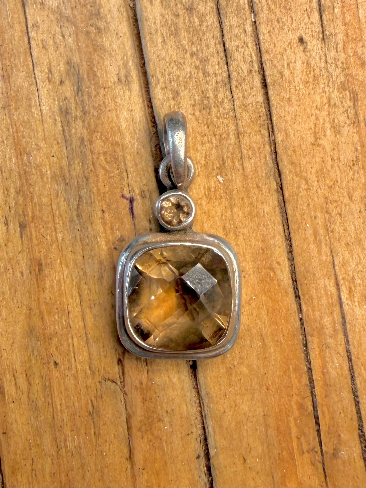 Square Cut Citrine 925 Sterling Silver Pendant