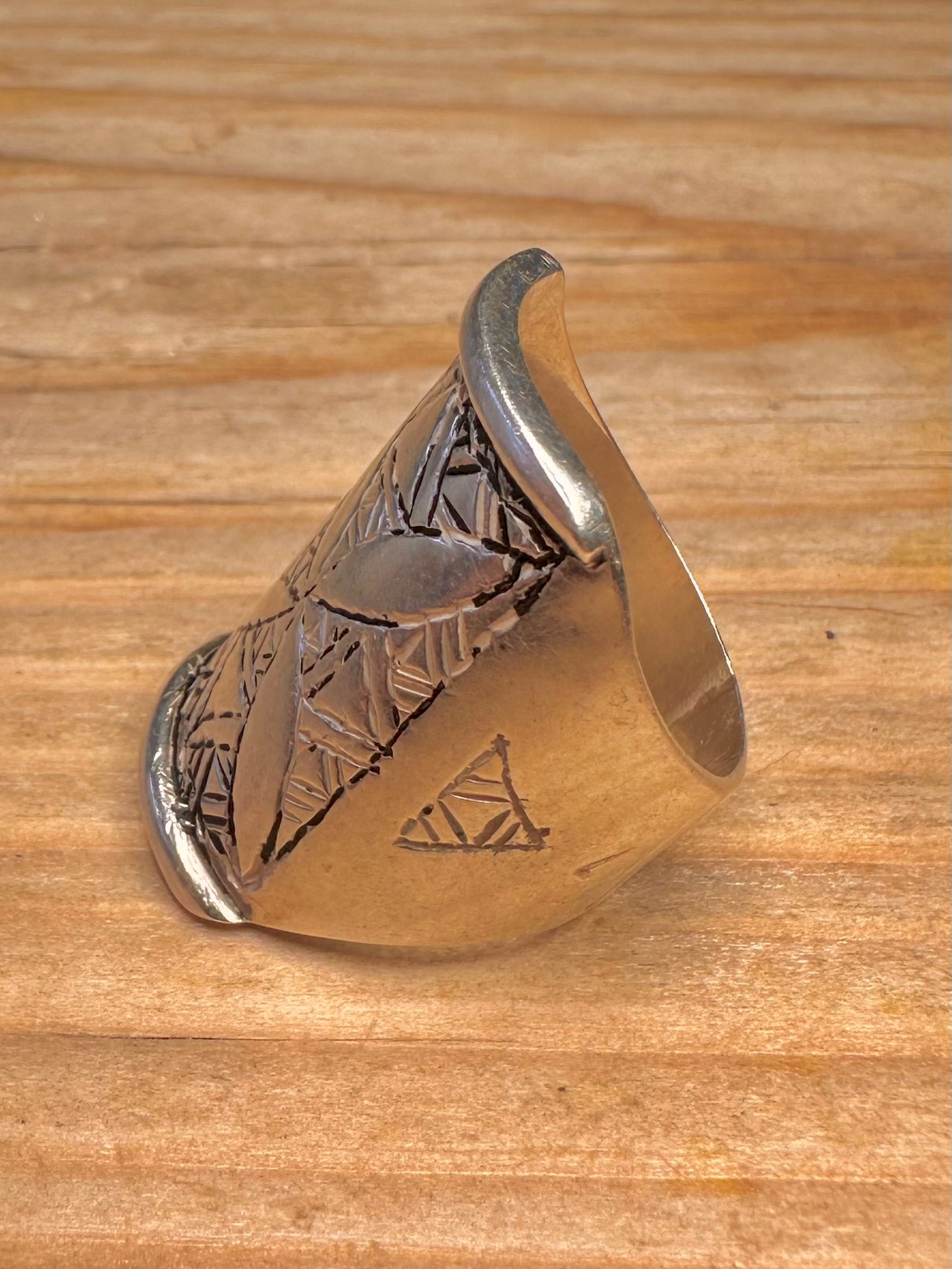 Vintage Tuareg Engraved 925 Sterling Silver Size N Ring
