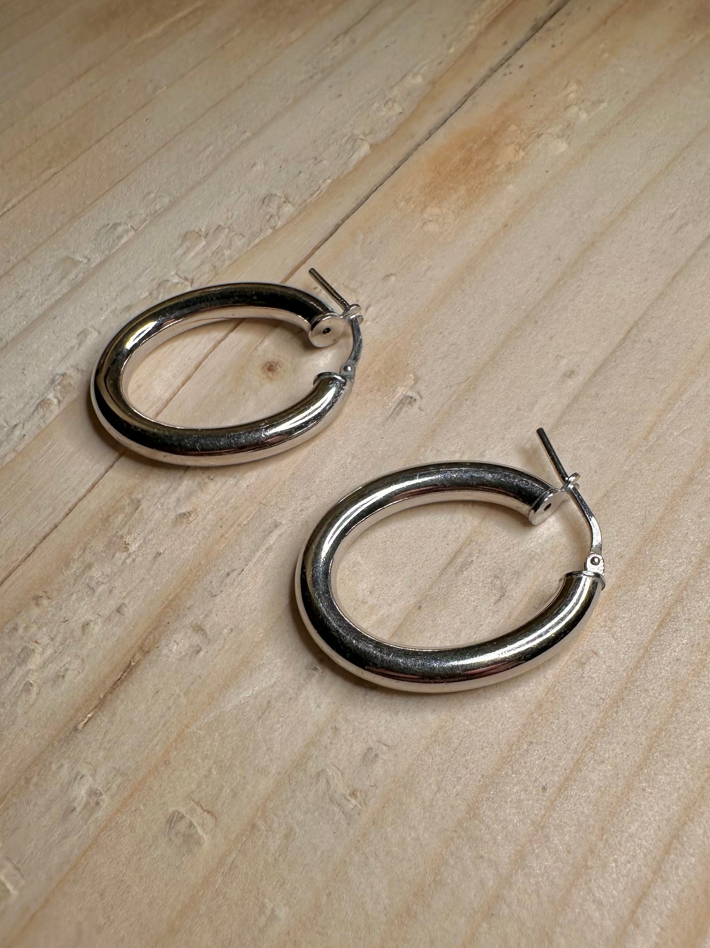 Chunky Hoop 925 Sterling Silver Earrings