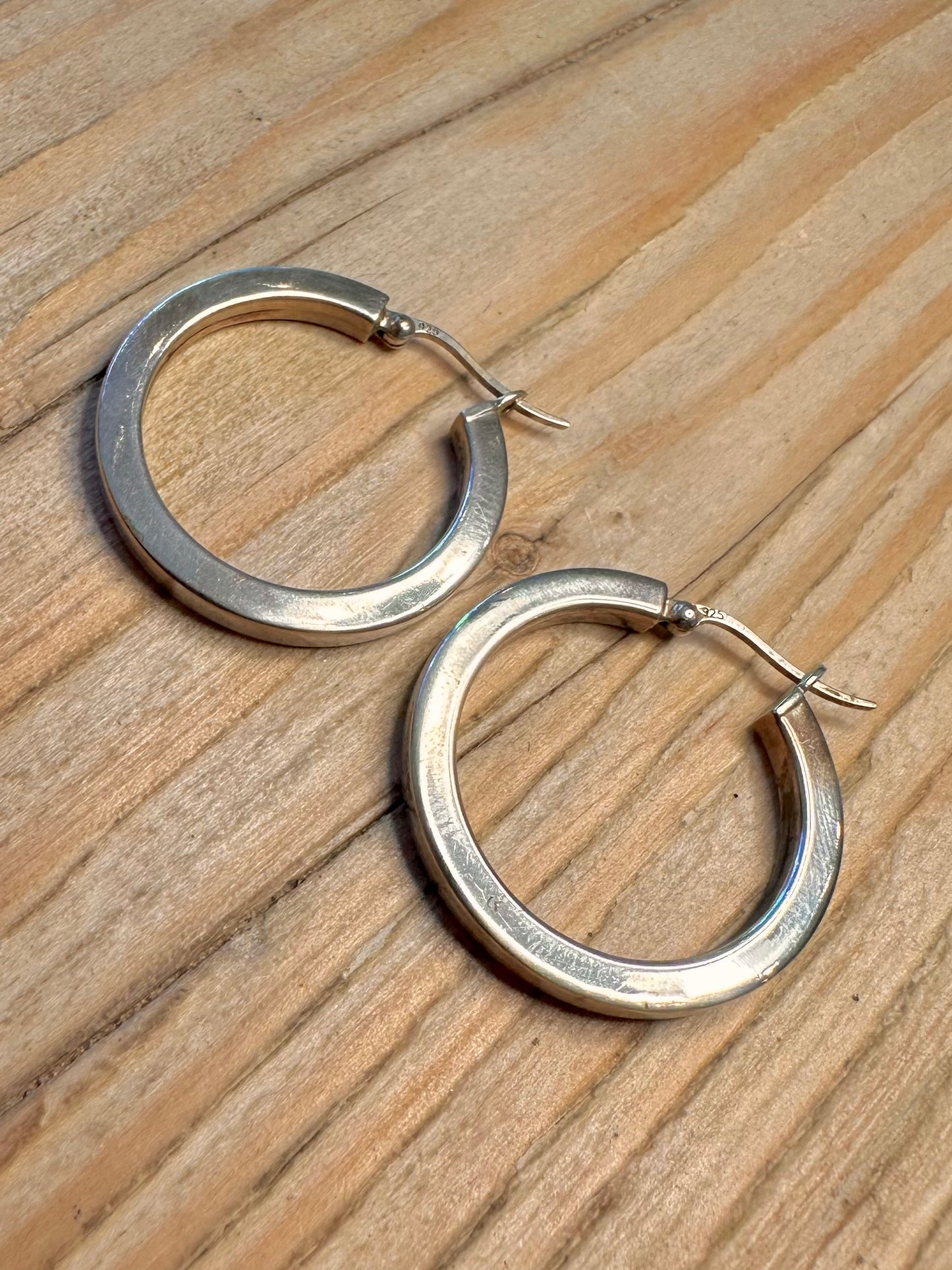 Vintage Chunky Hoops 925 Sterling Silver Earrings