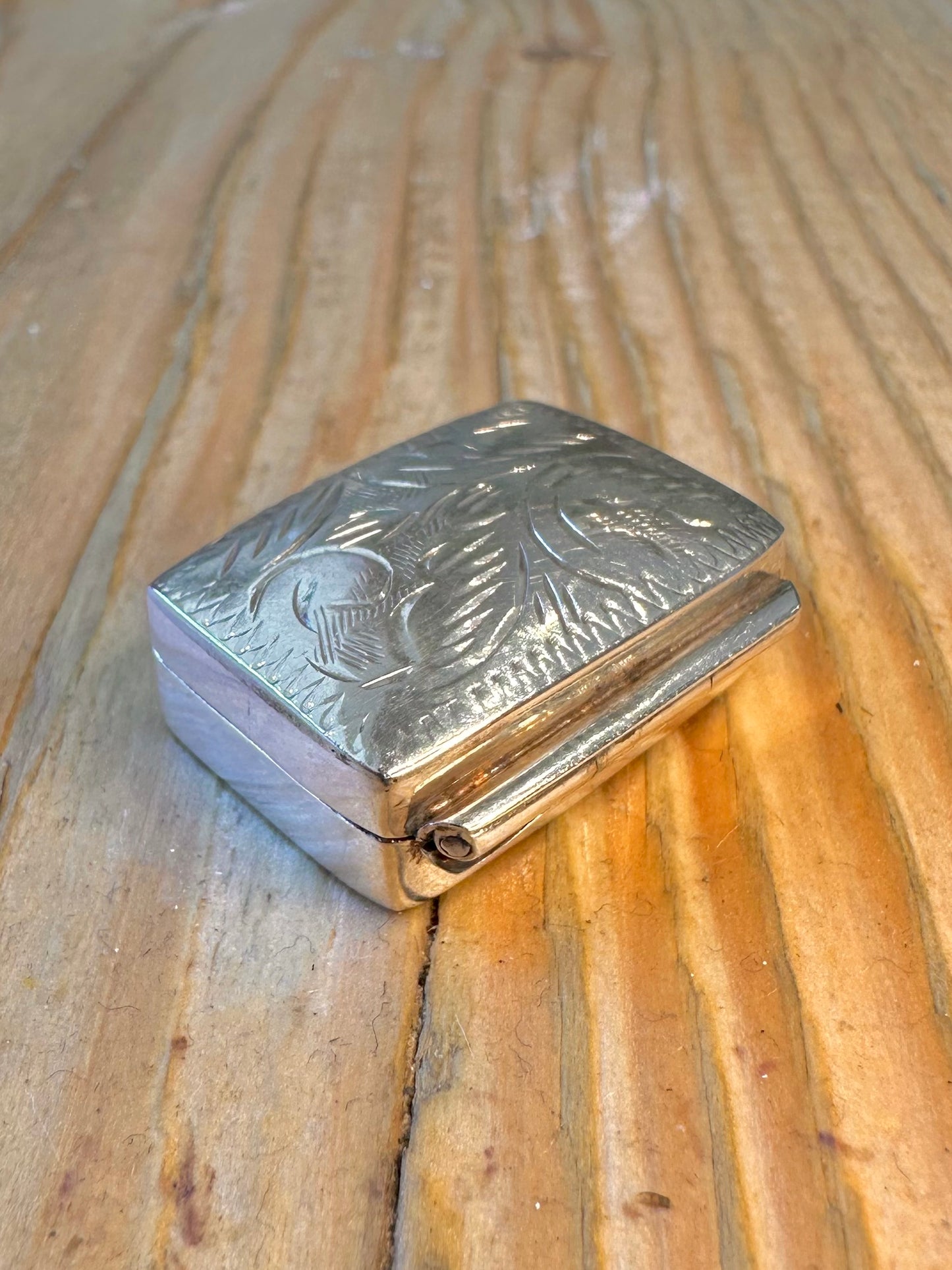 Engraved Rectangle 1994 Pill Box 925 Sterling Silver Collectable