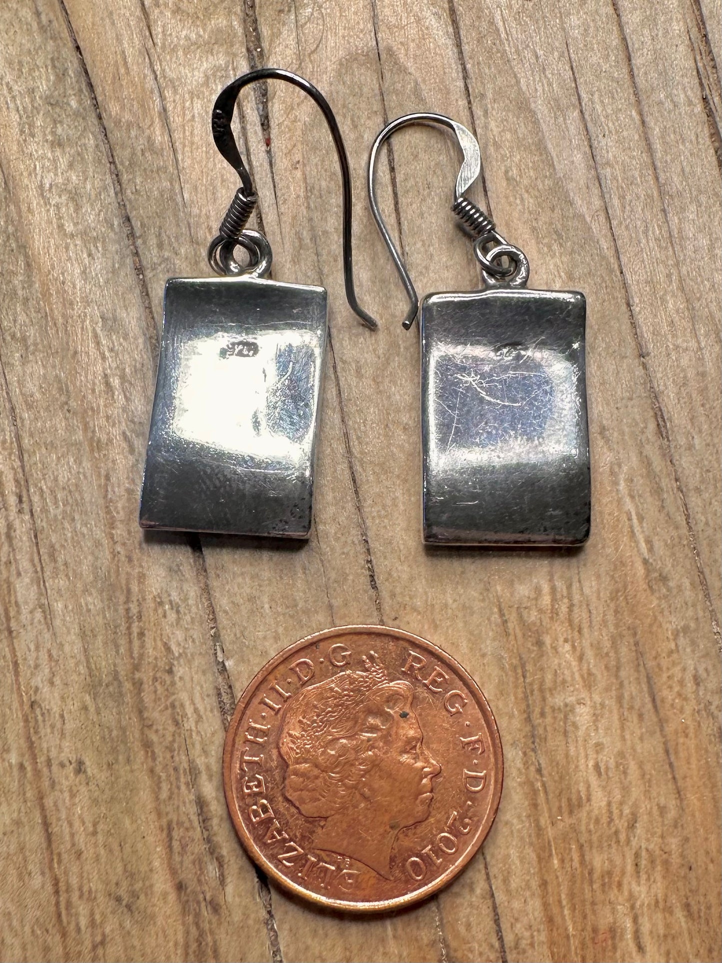 Modernist Multi Coloured Mother of Pearl Wavy 925 Sterling Silver Earrings