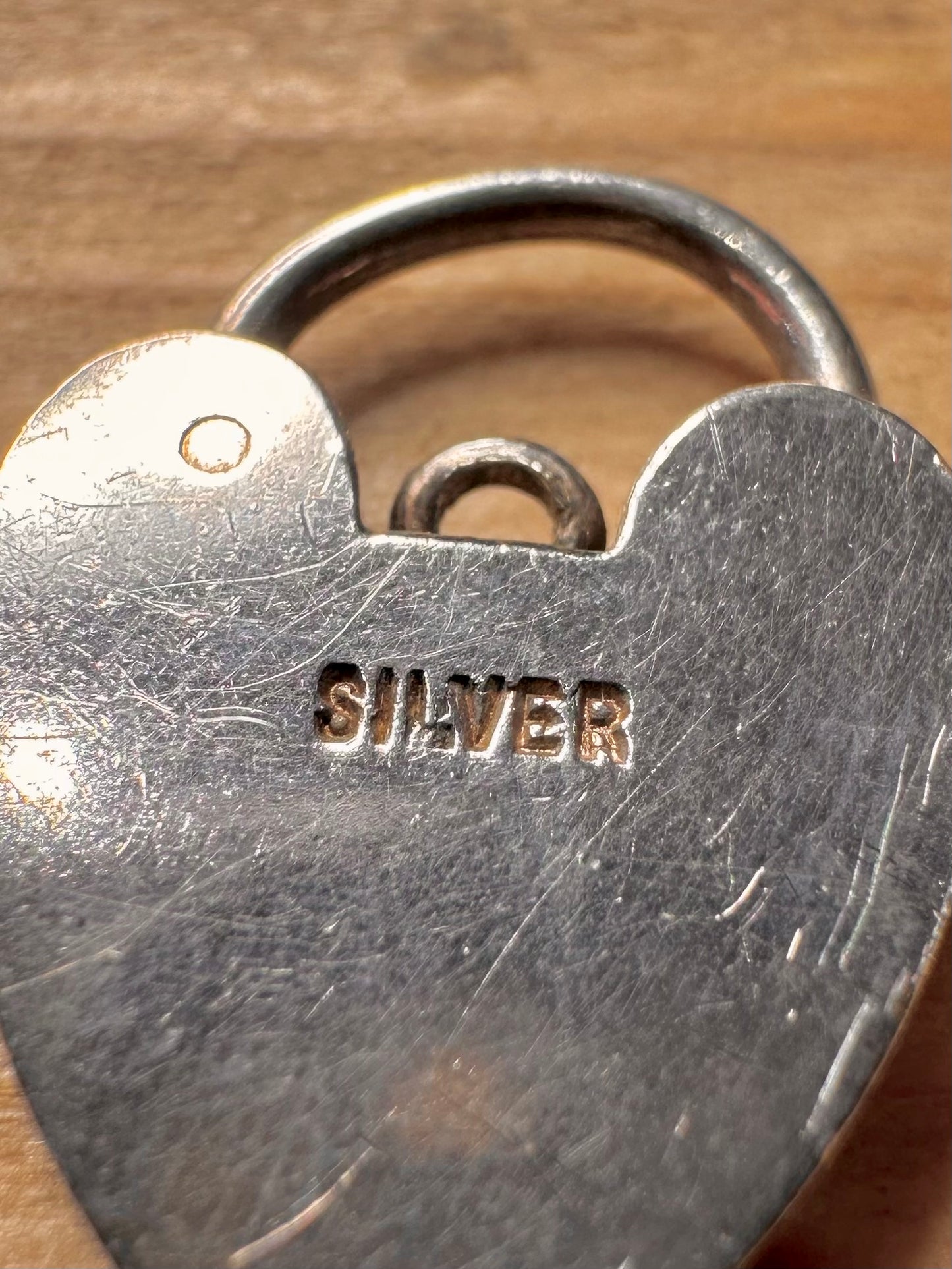 Vintage Heart Padlock 925 Sterling Silver Charm Pendant