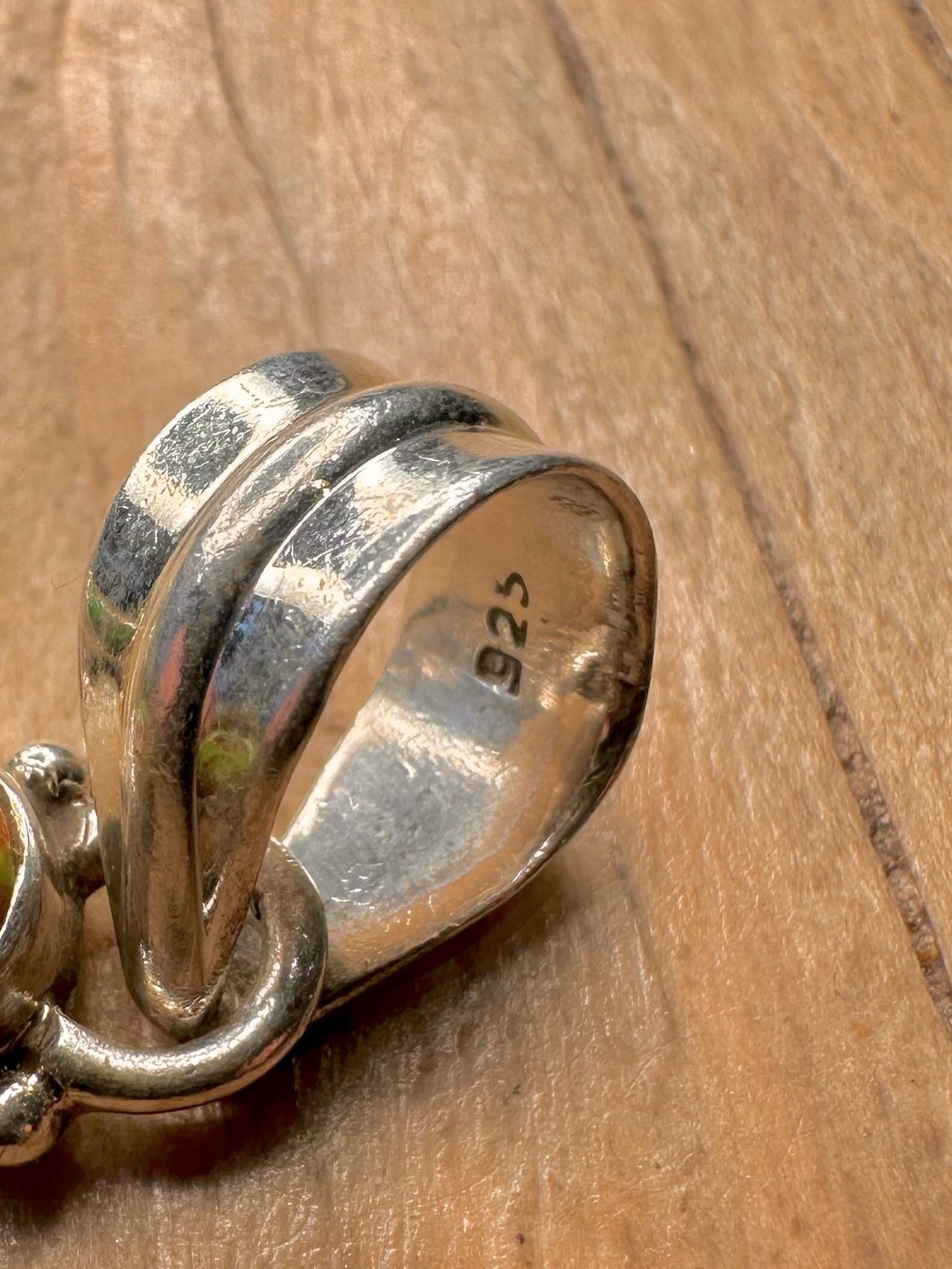 Vintage Green Copper Turquoise 925 Sterling Silver Pendant