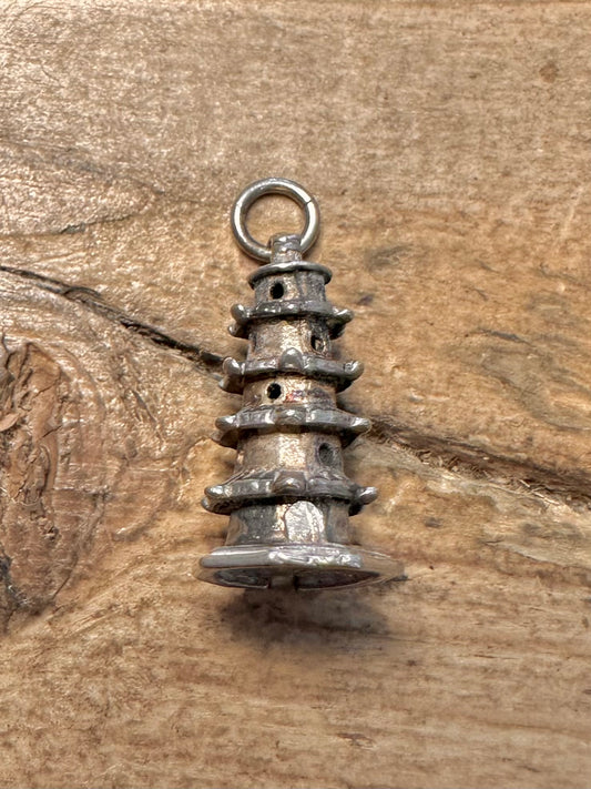 Vintage Pagoda Buddha Articulated 925 Silver Charm Pendant
