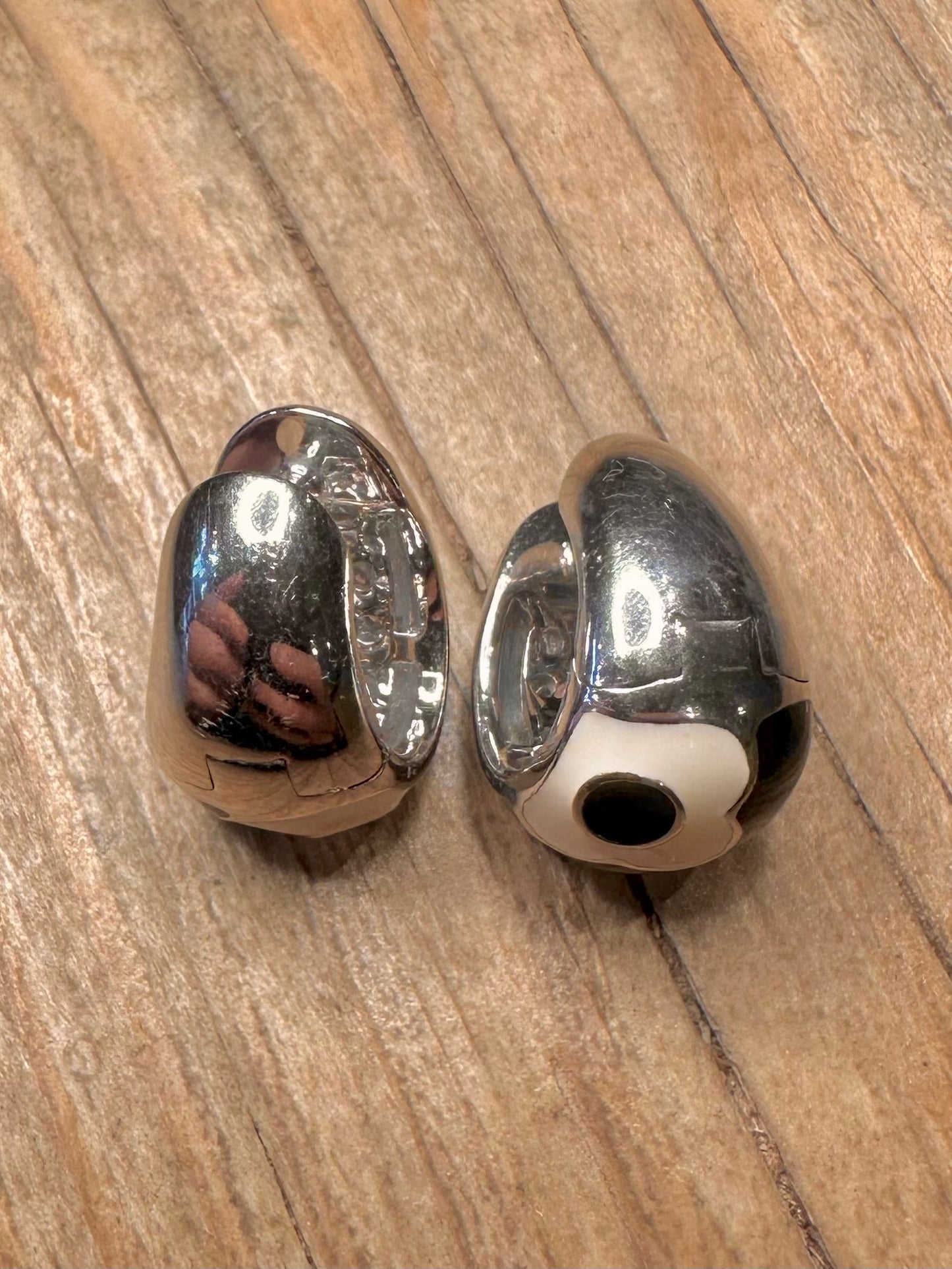 Bella Étoile Italian Black Enamel Hoops CZ Stone 925 Sterling Silver Earrings