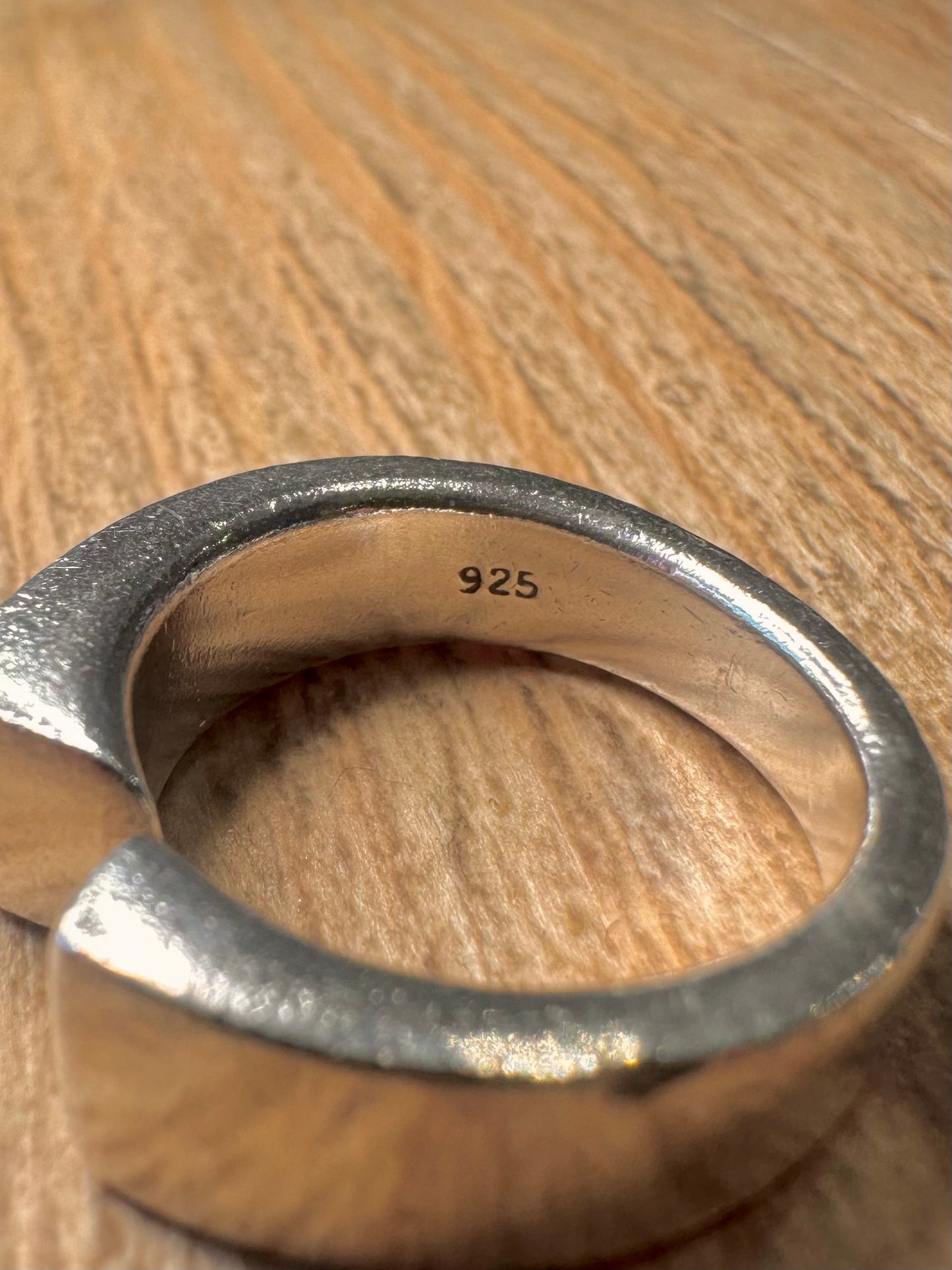 Abstract Box End 925 Sterling Silver Size N Ring