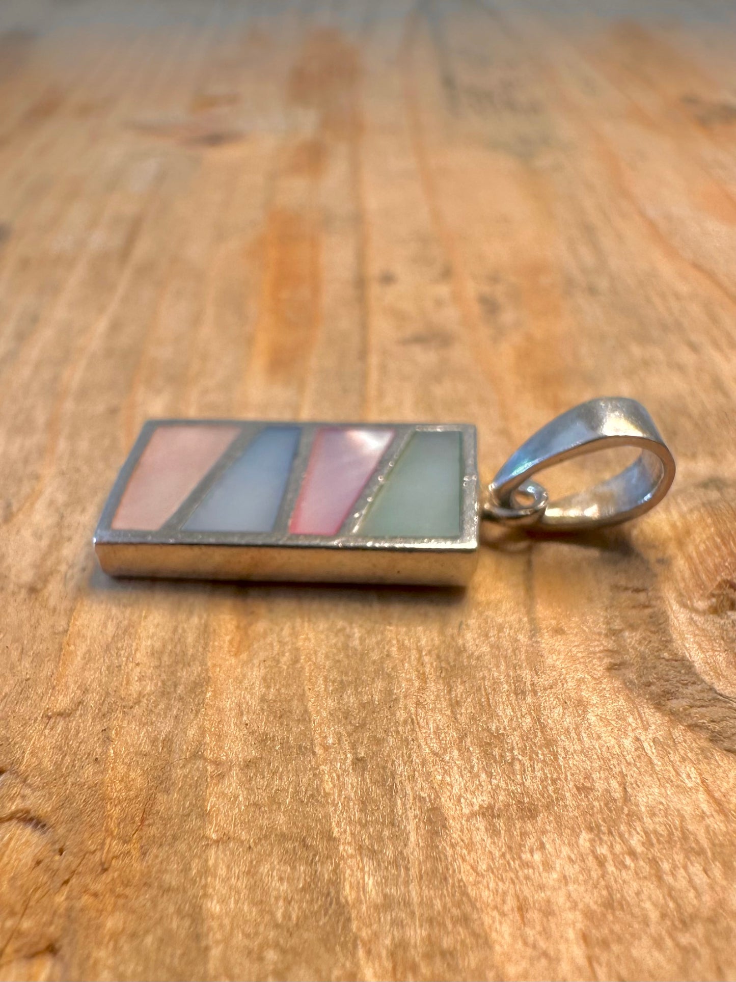 Multi Coloured Mother of Pearl 925 Sterling Silver Pendant