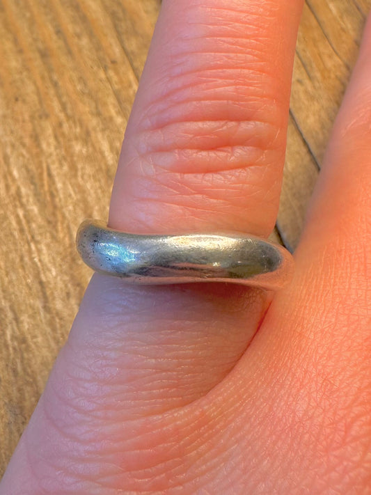 Abstract Wavy Band 925 Sterling Silver Size M1/2 Ring