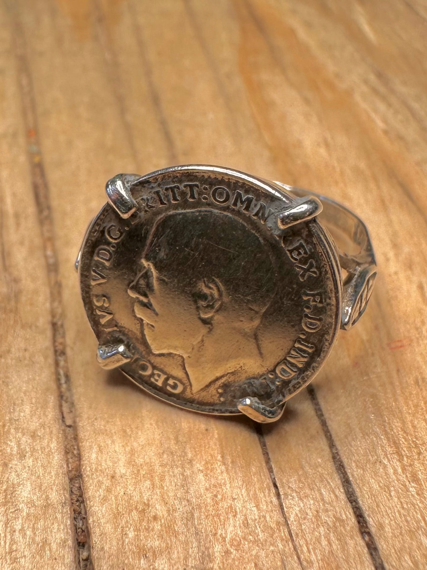 Vintage 1917 Coin 925 Sterling Silver Size O Ring