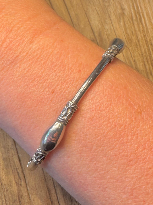 Vintage Boho Byzantine Style 925 Sterling Silver Bangle