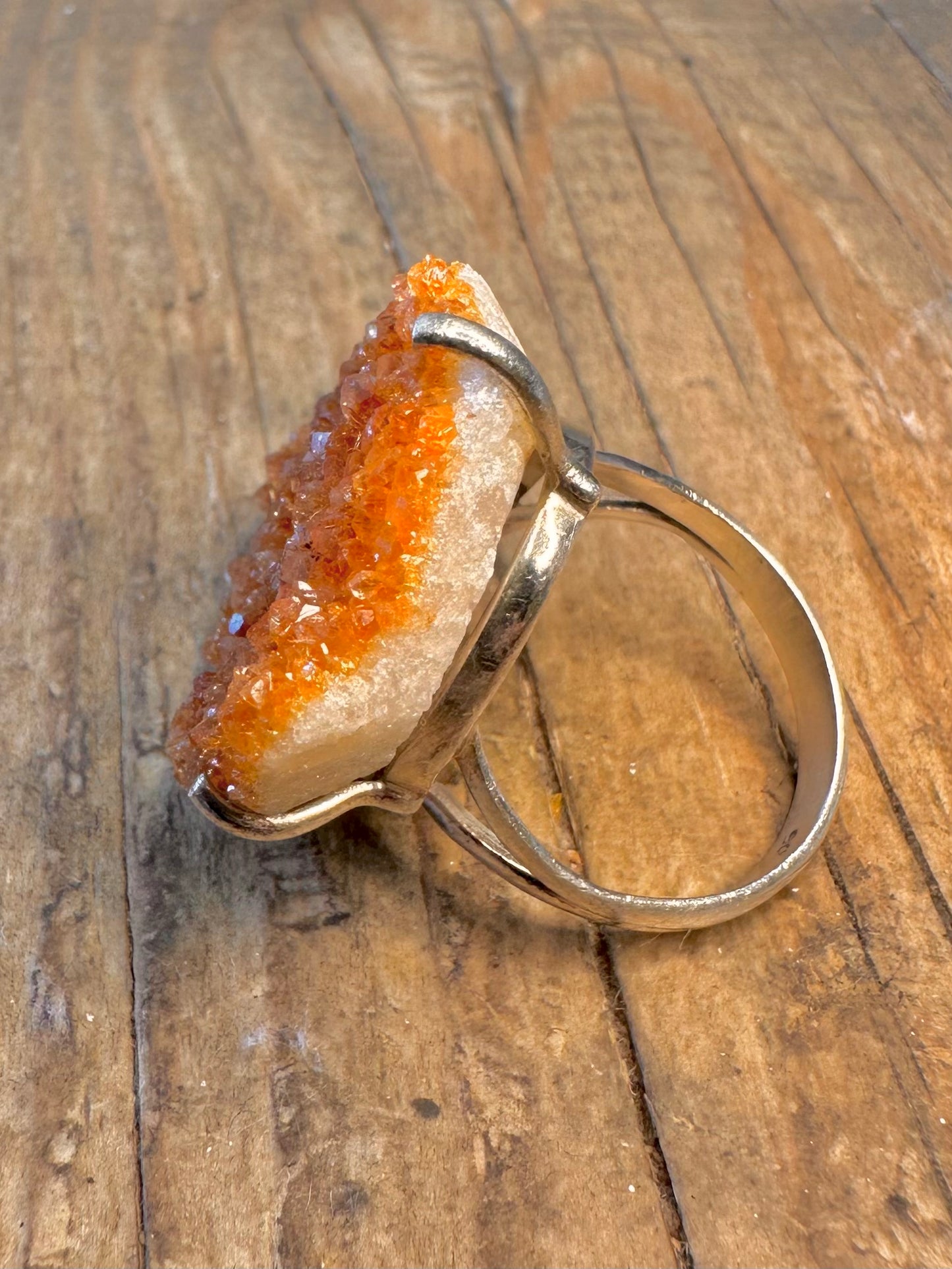 Citrine Crystal 925 Sterling Silver Size Q1/2 Ring