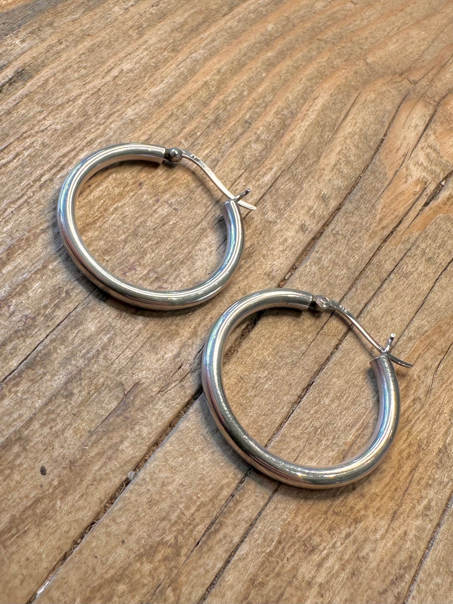 Rounded Hoops 925 Sterling Silver Earrings