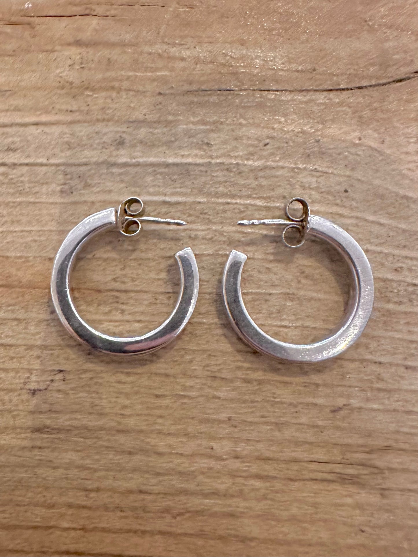 Vintage Chunky Simple Half Hoop 925 Silver Earrings