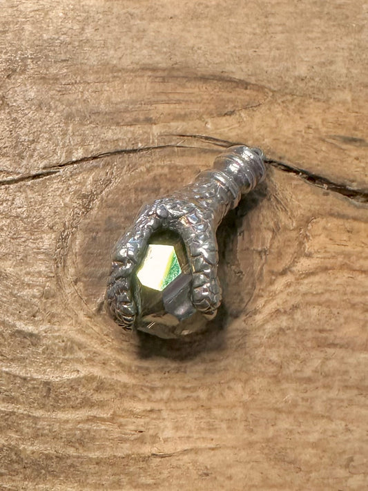 Vintage Large Claw Crystal Ball 925 Silver Charm Pendant