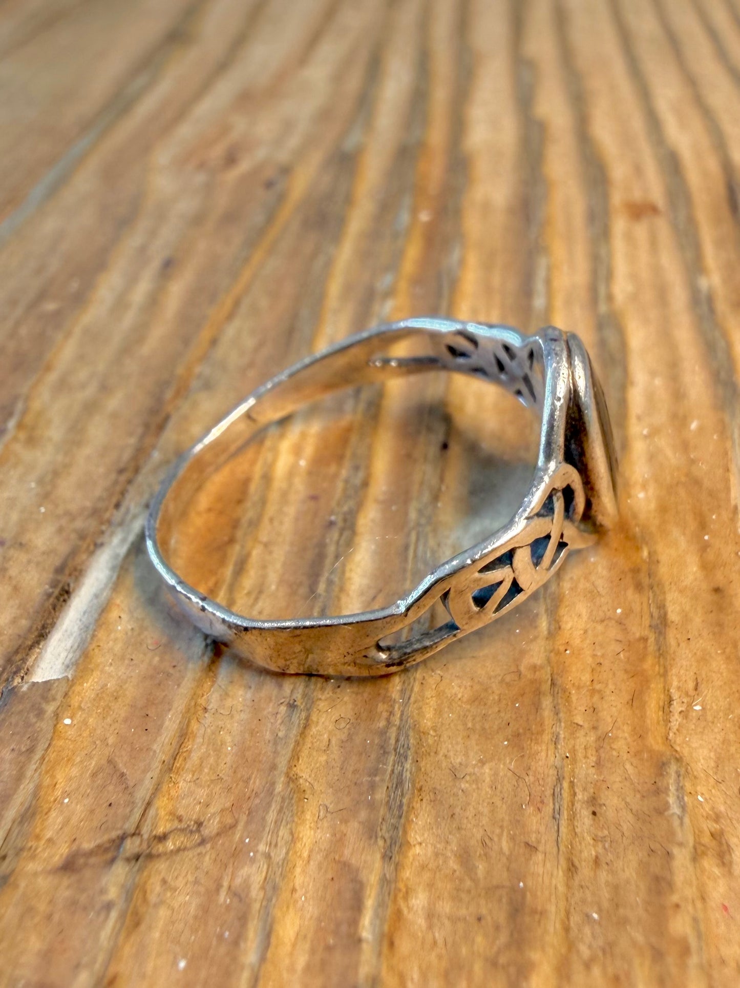 Abalone Celtic 925 Sterling Silver Size Q1/2 Ring